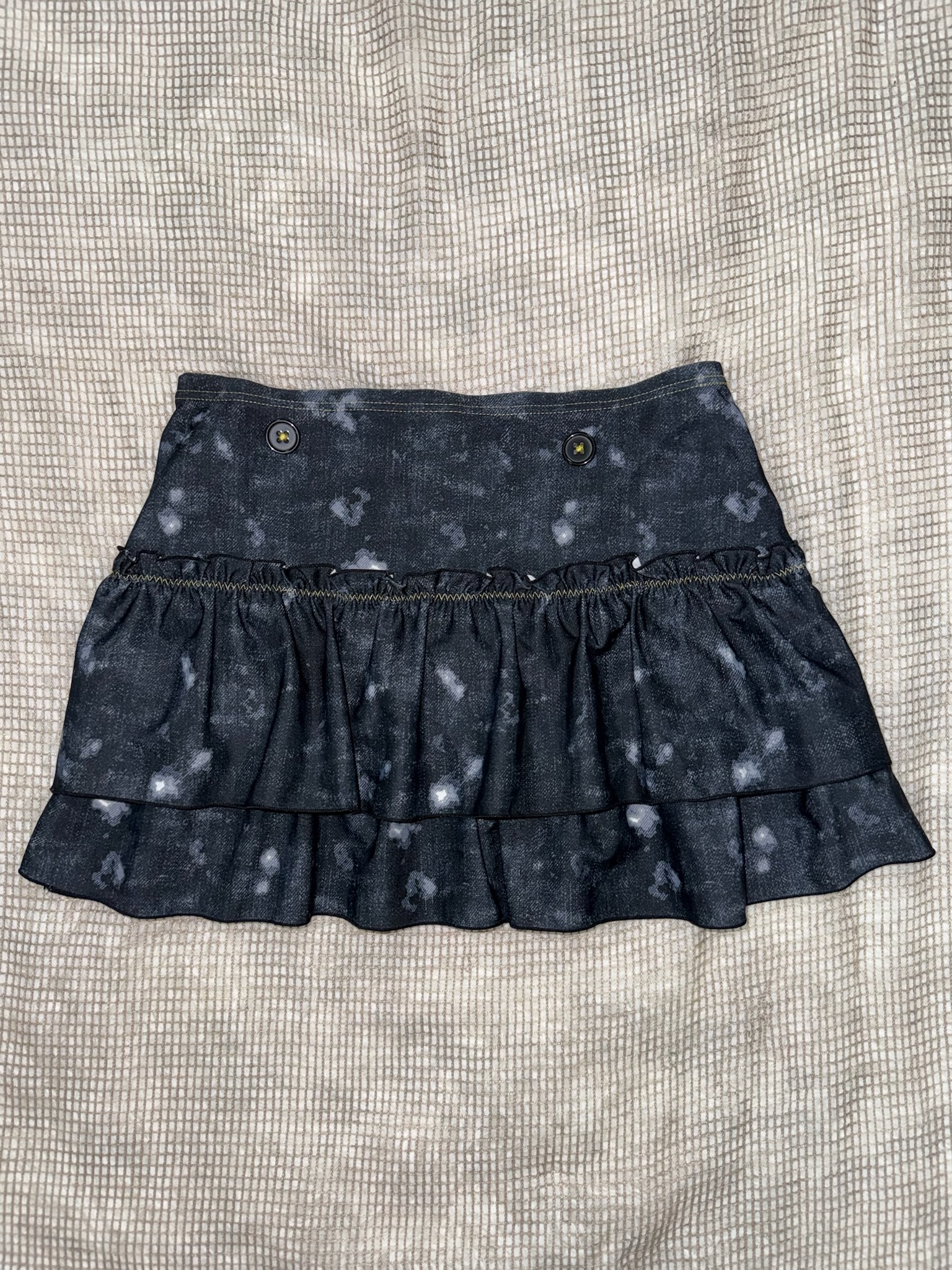 Tie-Dye Tiered Skirt with Button Detail