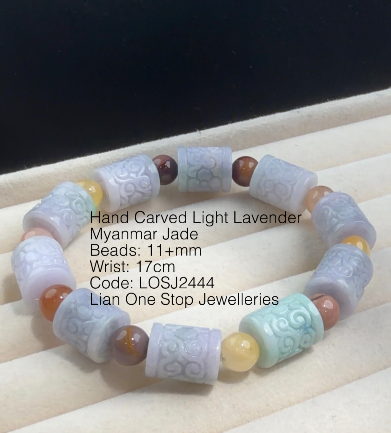 Code: LOSJ2444 Hand Carved Light Lavender Myanmar Jade 