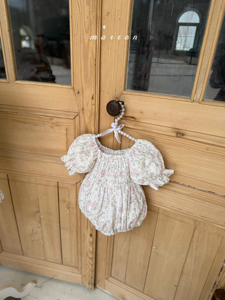 ☀️預訂 韓國直送☀️🇰🇷Marron兩色花卉束胸泡泡袖包屁衣