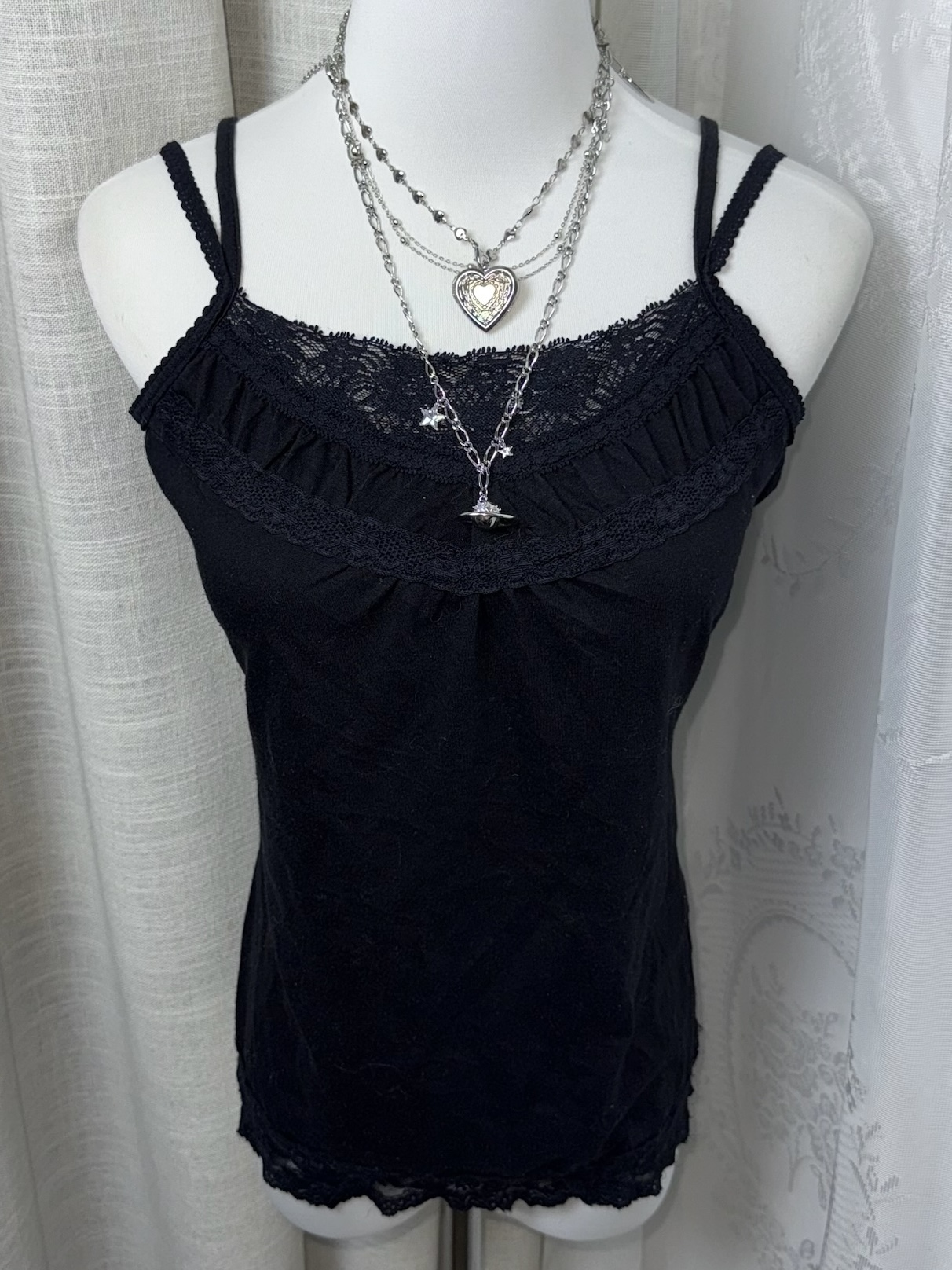 Whimsigoth Double Strap Lace-Trim Cami