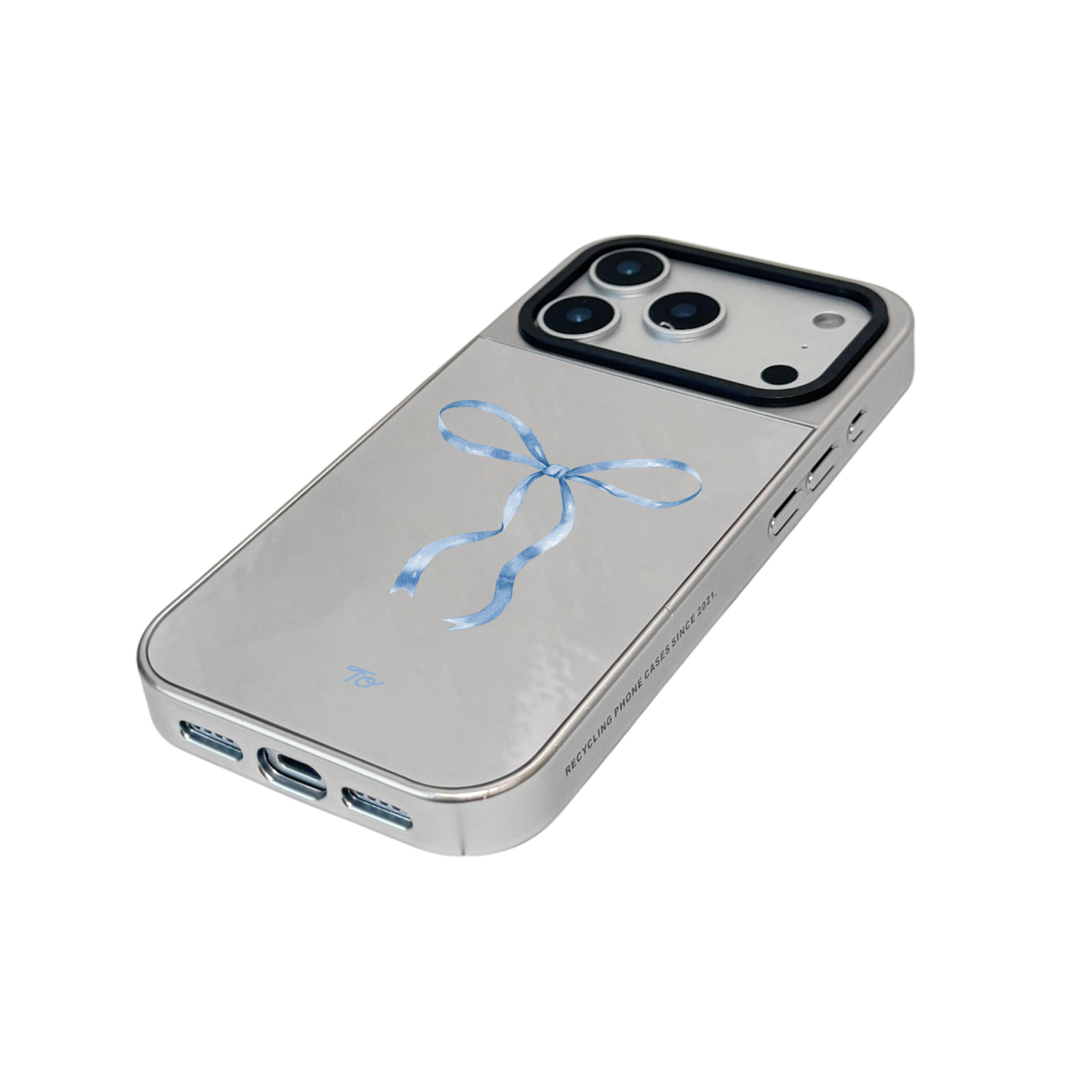 【Silky Blue Ribbon(L)】銀框鏡面MagSafe iPhone Case