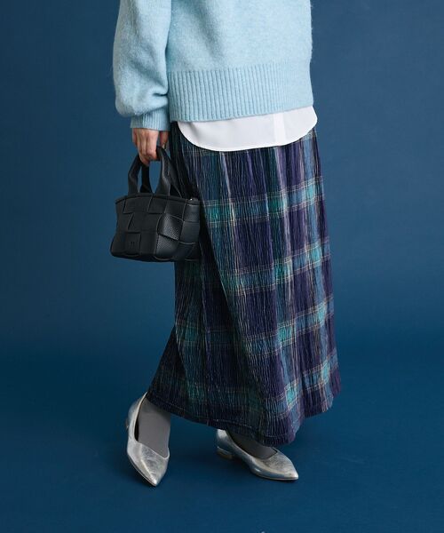 絲絨格紋直身裙