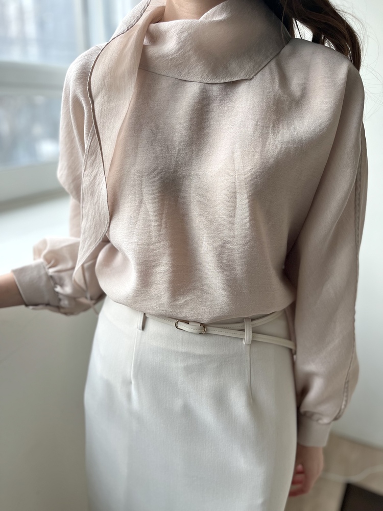 Scarf-Tie Elegance Blouse (Dusty Pink)