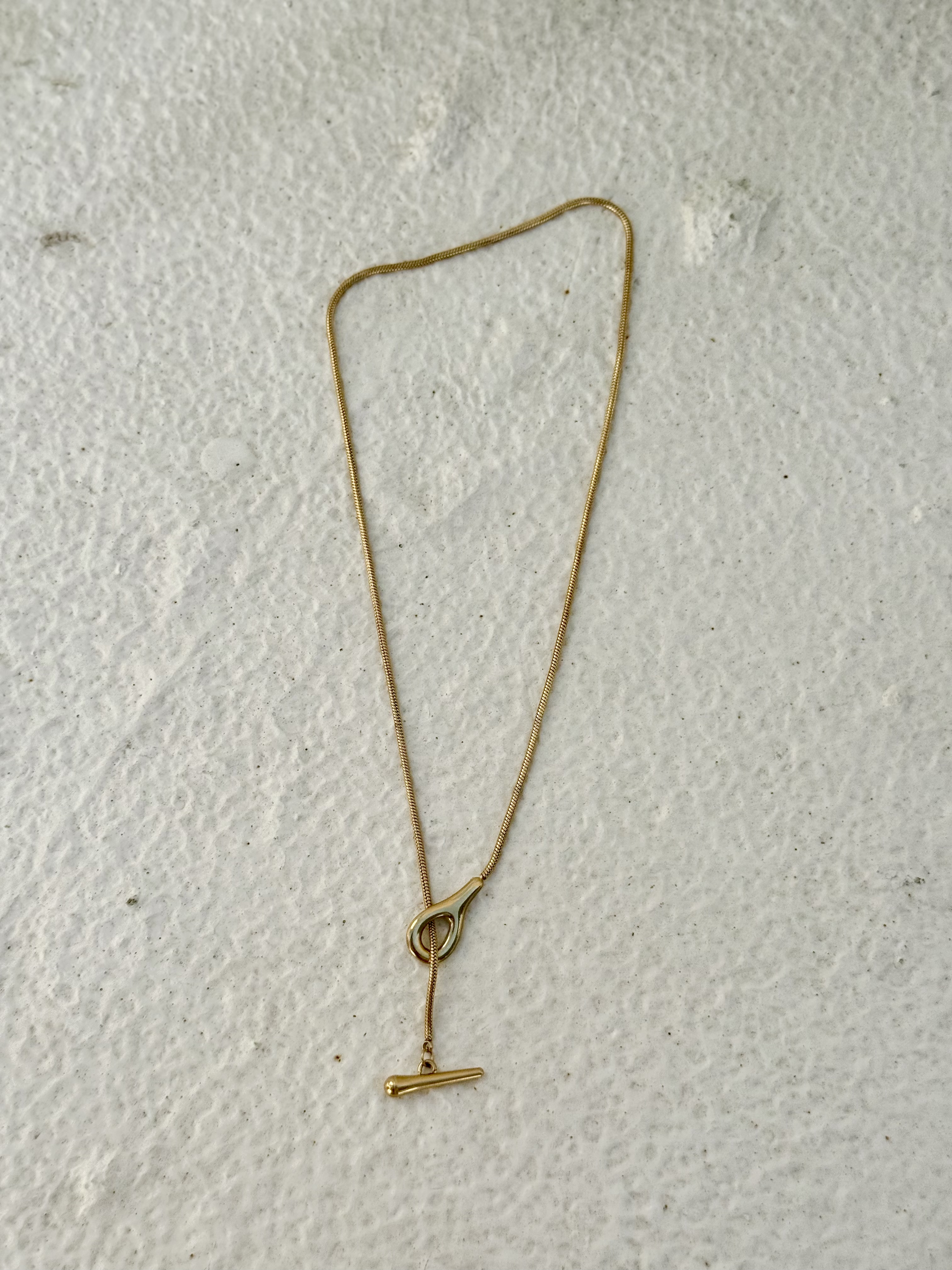 Gold water drop stainless necklace