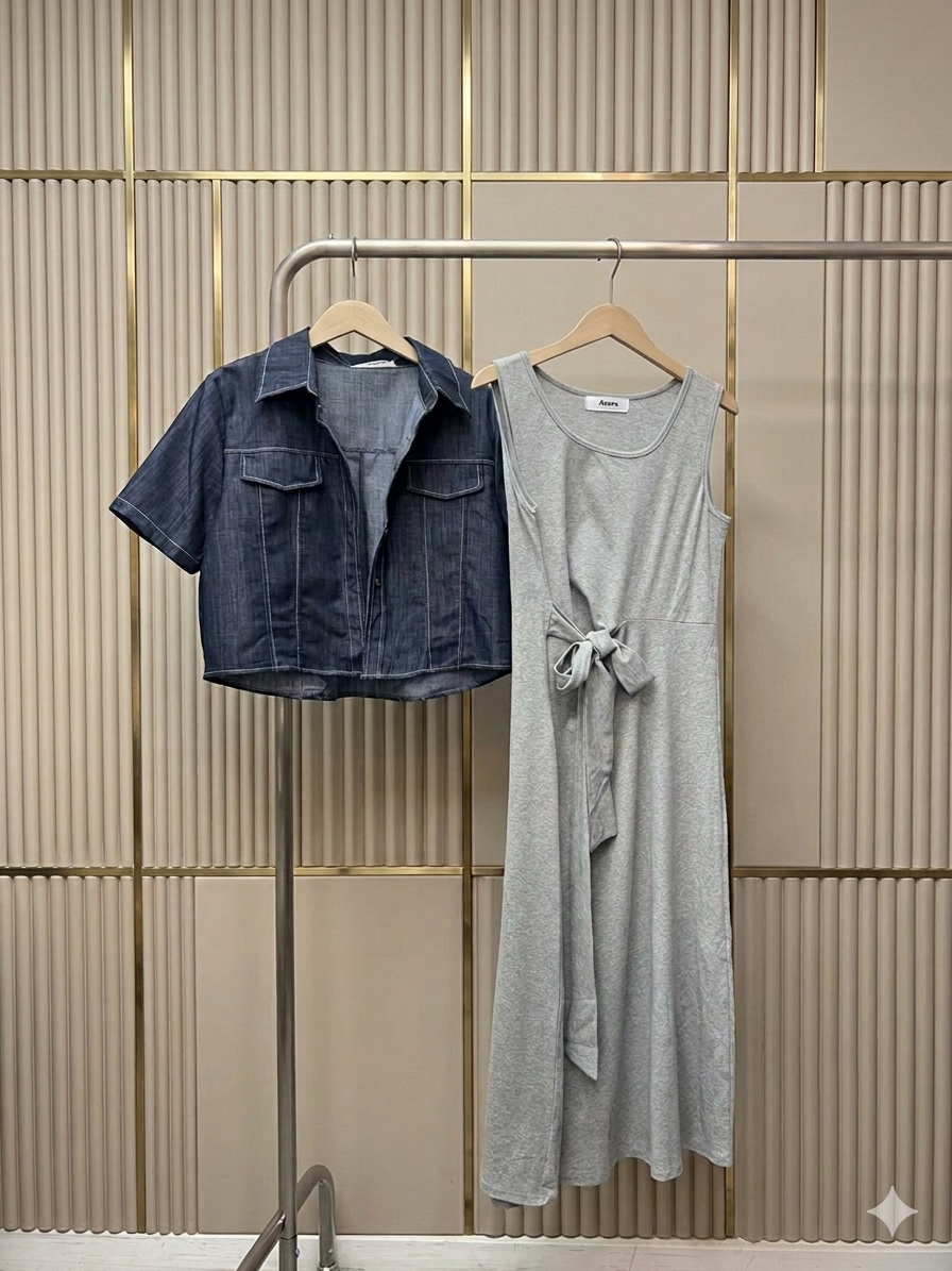 牛仔外套+背心裙set 
