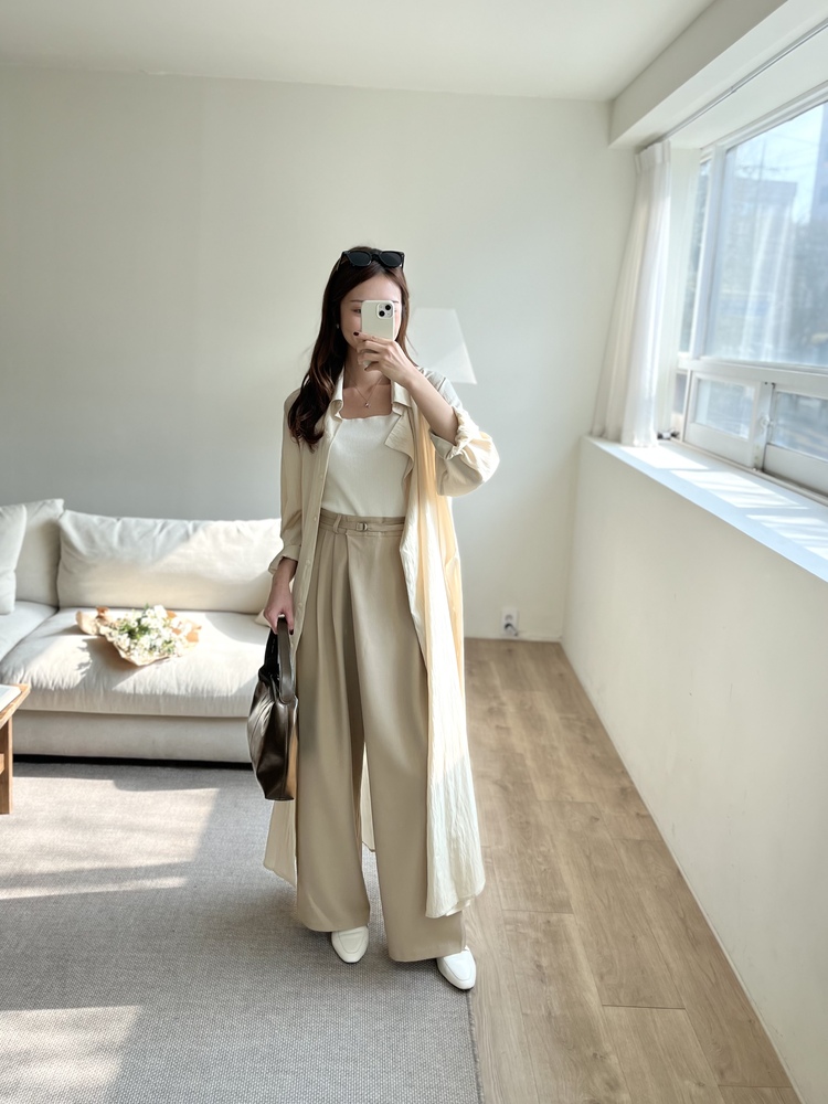 Asymmetric Wrap-Line Slacks (Beige)