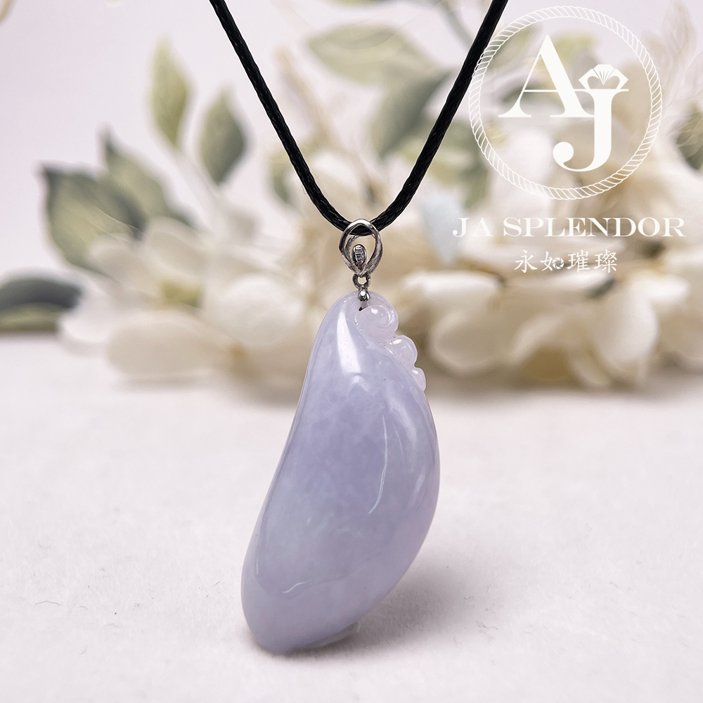 JNK-95 天然翡翠A玉 紫氣東來萬壽股果18K金吊墜