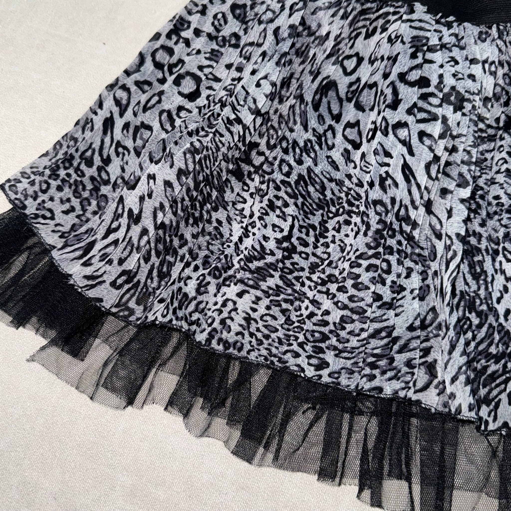 Tulle Trim Leopard Skirt