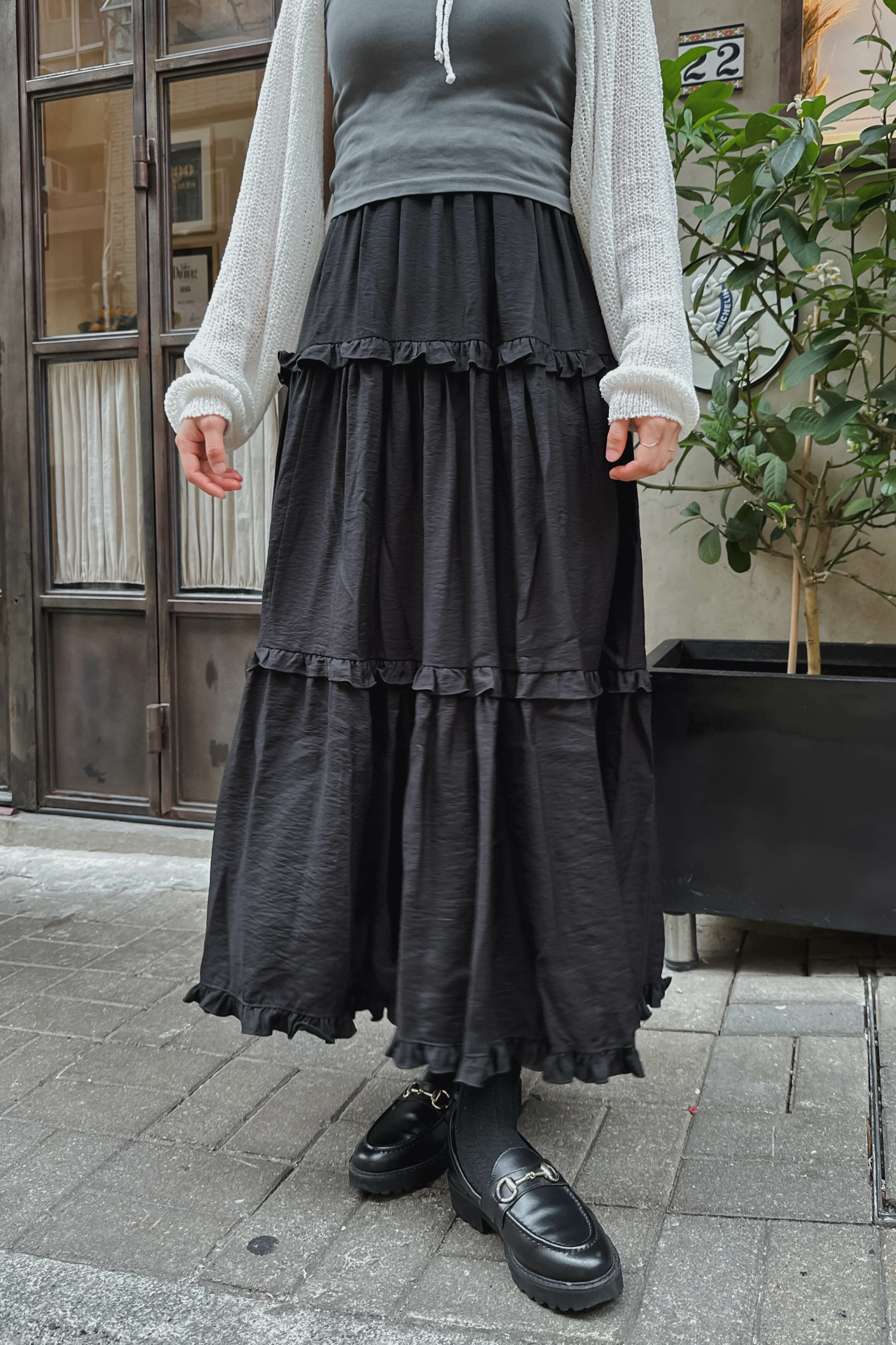 荷葉邊拼接蛋糕裙 (兩色入)