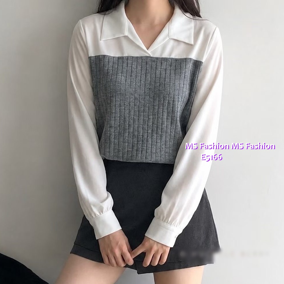 E5166 拼直紋pattern top