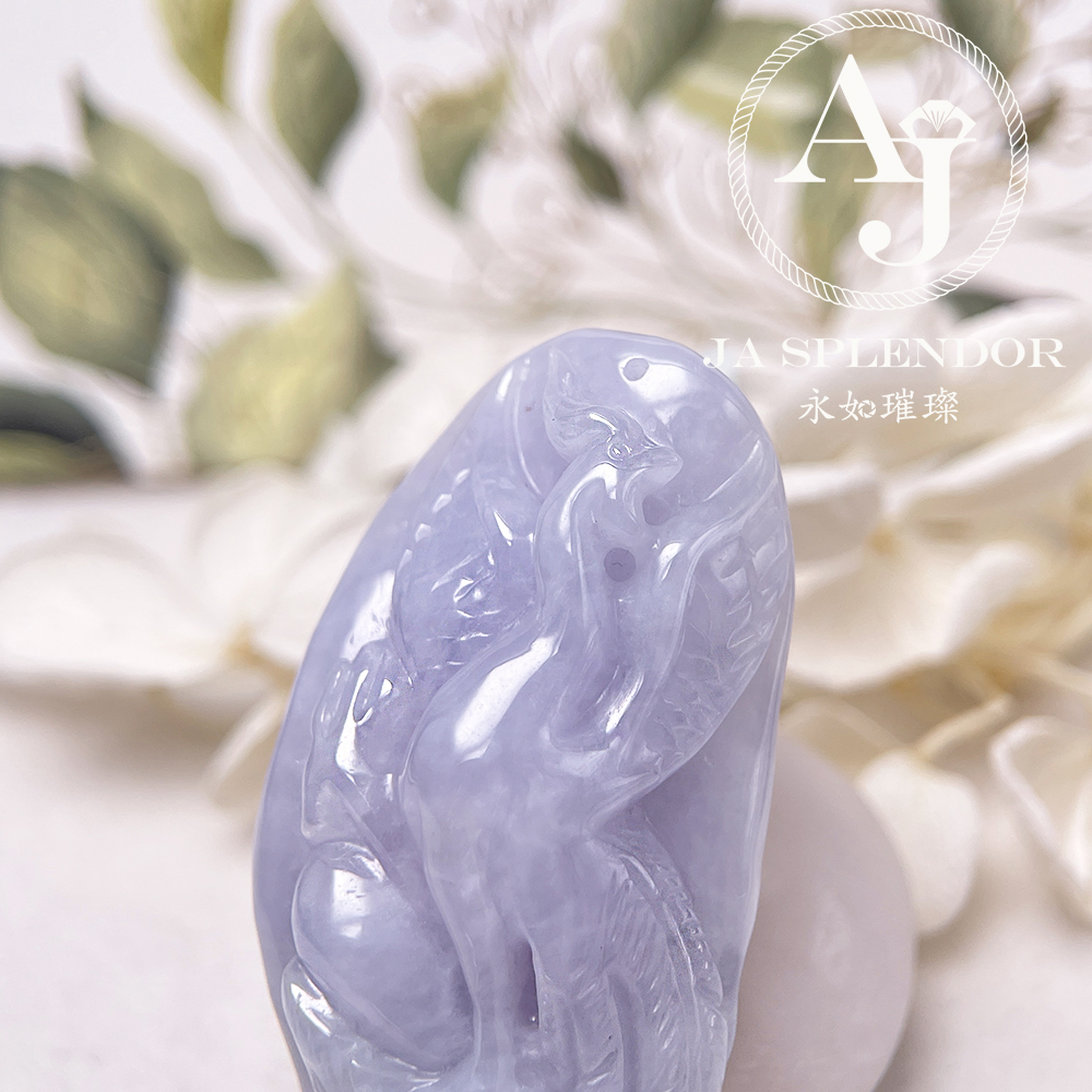 JN-762 天然翡翠A玉 冰潤紫羅蘭鳳凰吊墜