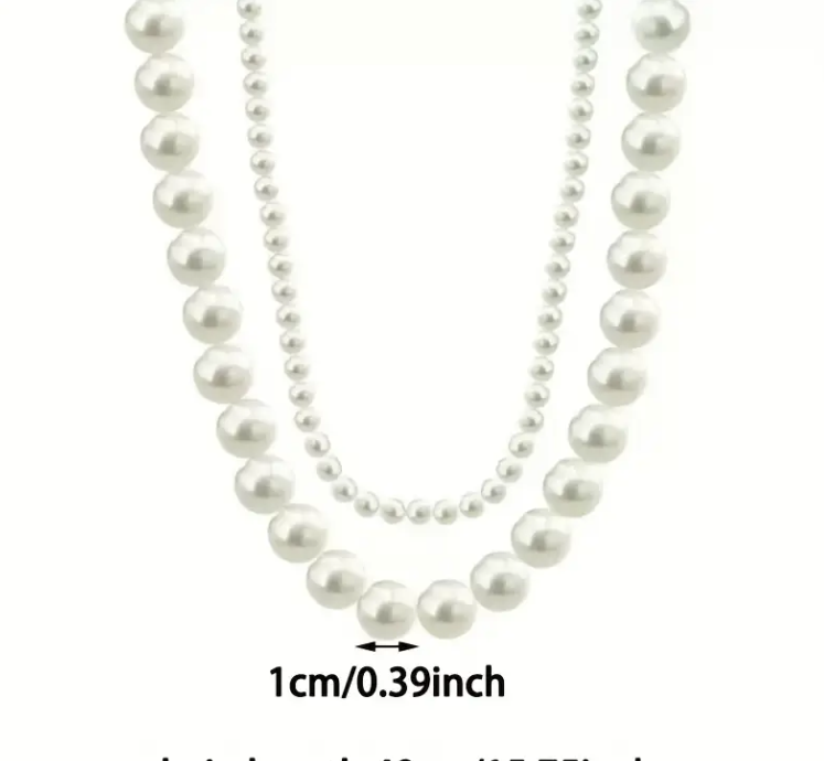 Double-Strand Faux Pearl Necklace 
