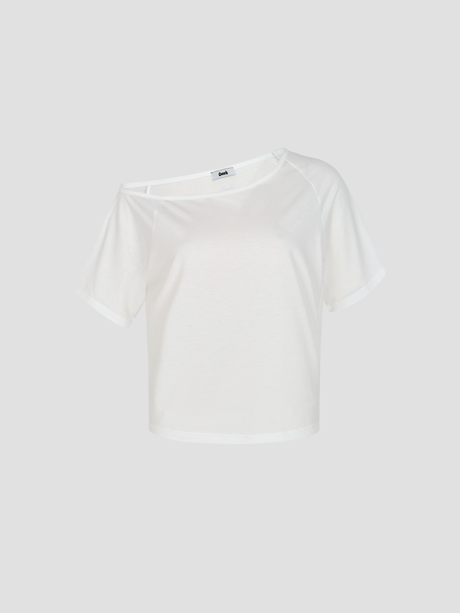 預購_Asymmetrical Off-Shoulder Loose Fit T-Shirt by Conch