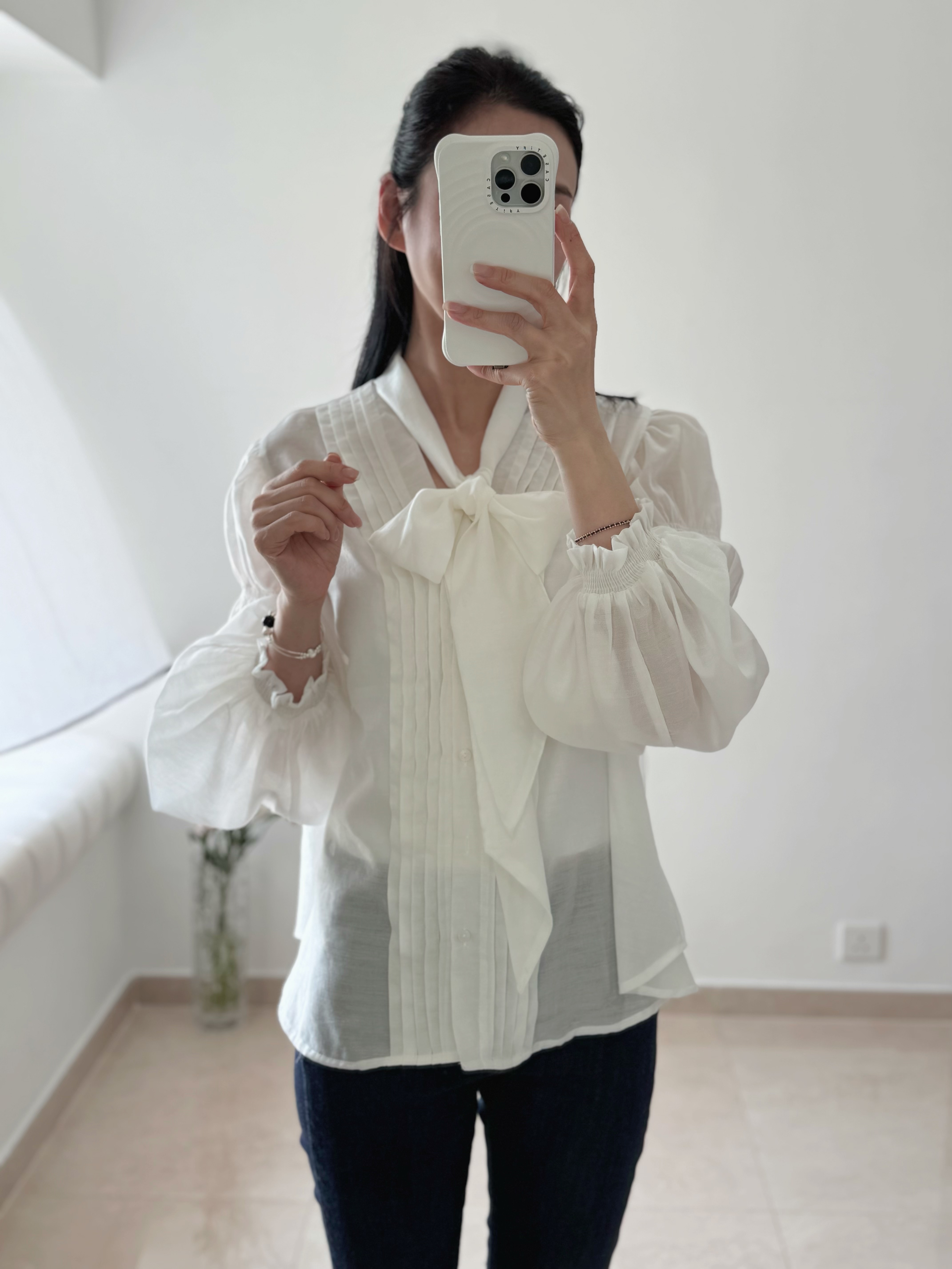 AMORA elegant tie blouse