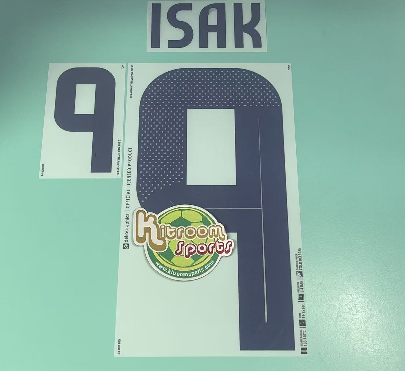2024 Sweden Home Nameset #9 ISAK