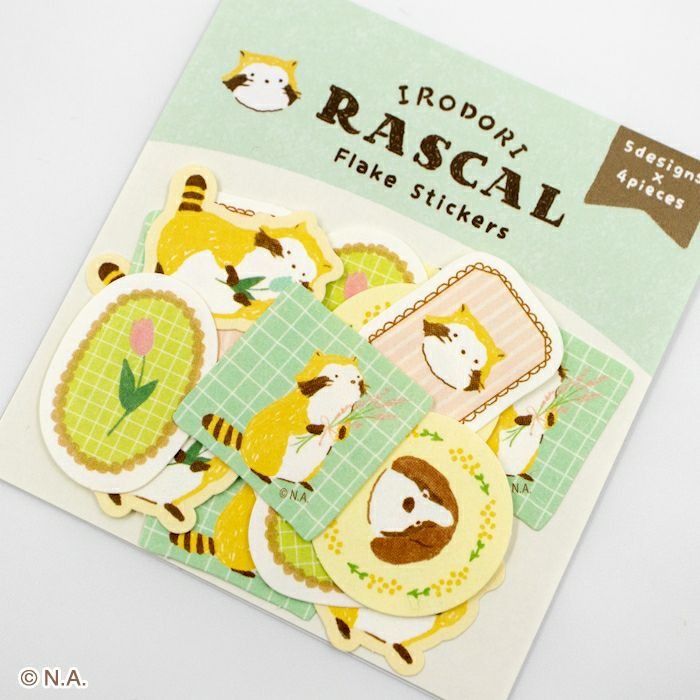 現貨｜IRODORI RASCAL 小浣熊 日本製 和紙貼紙 (花 QSA359)