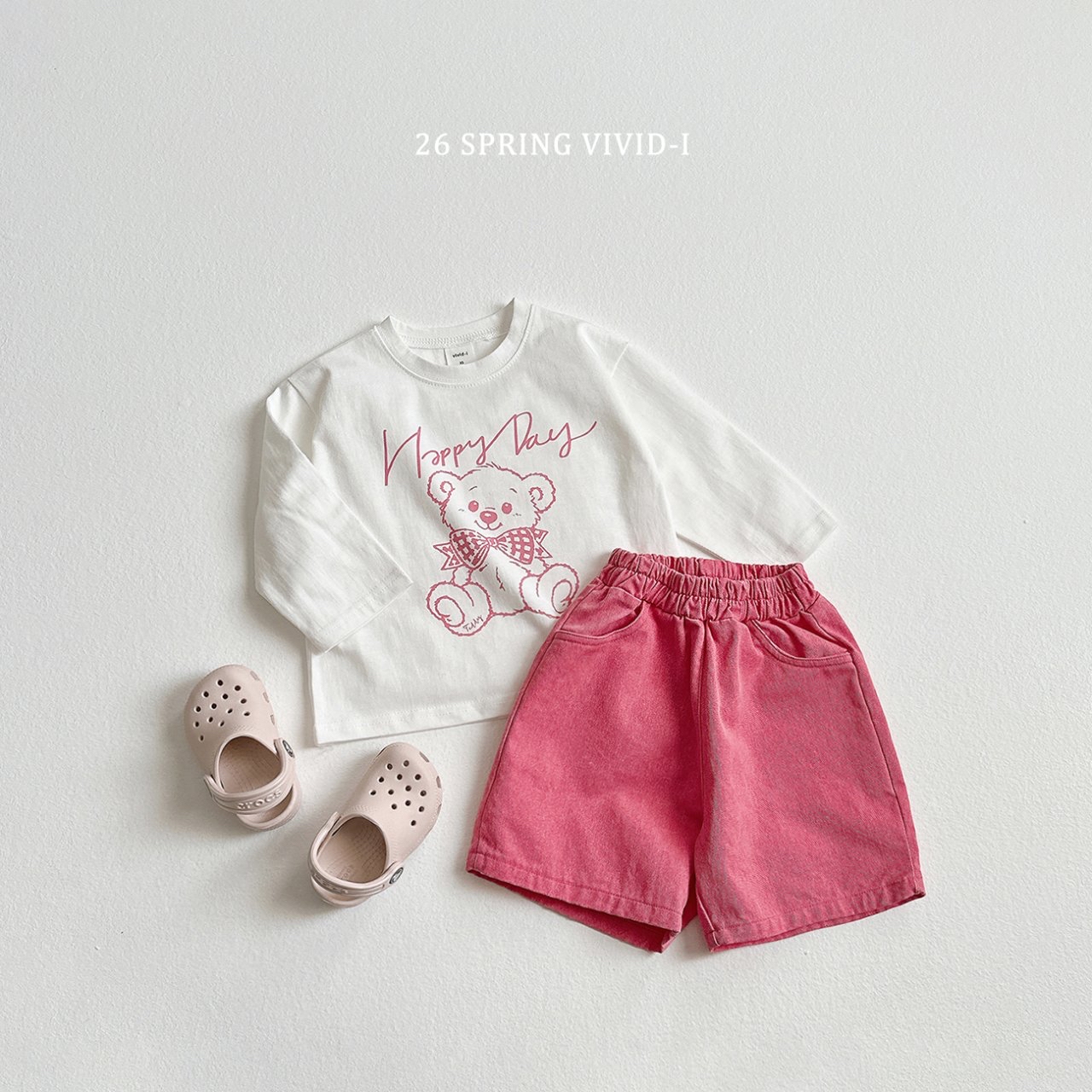 🌸預訂 韓國直送🌸🇰🇷VIVIDI五色快樂熊印花格紋上下套裝