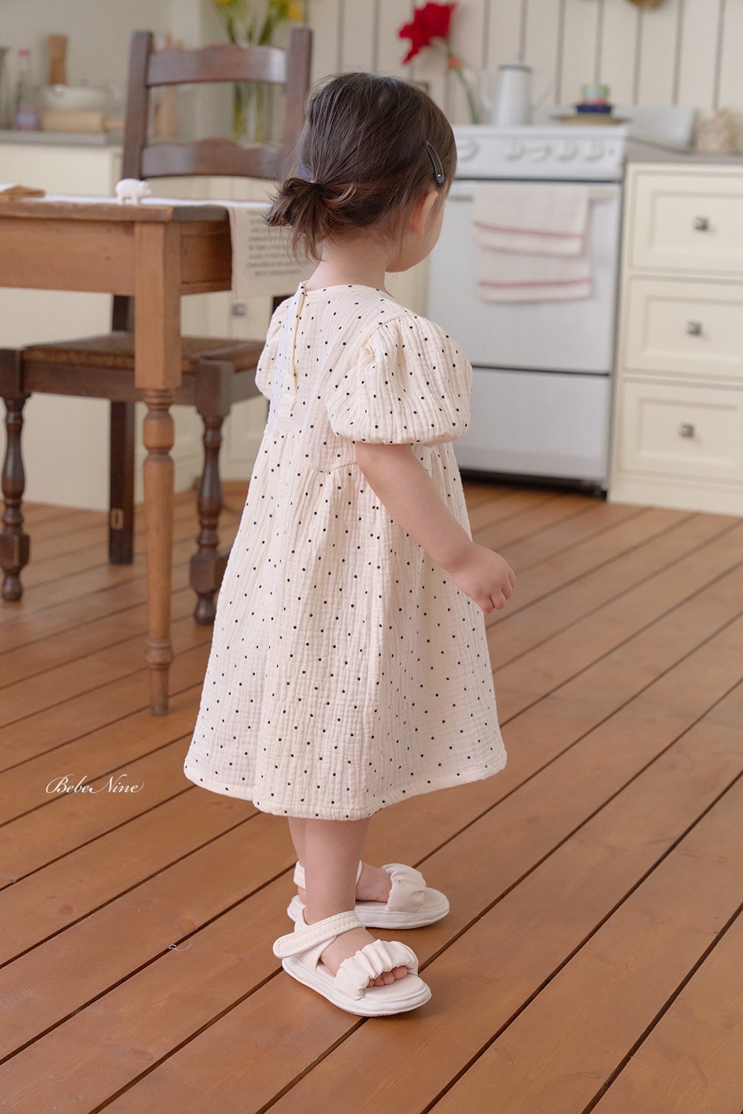 ☀️預訂 韓國直送☀️🇰🇷Bebenine兩色波點純棉紗泡泡袖連身裙