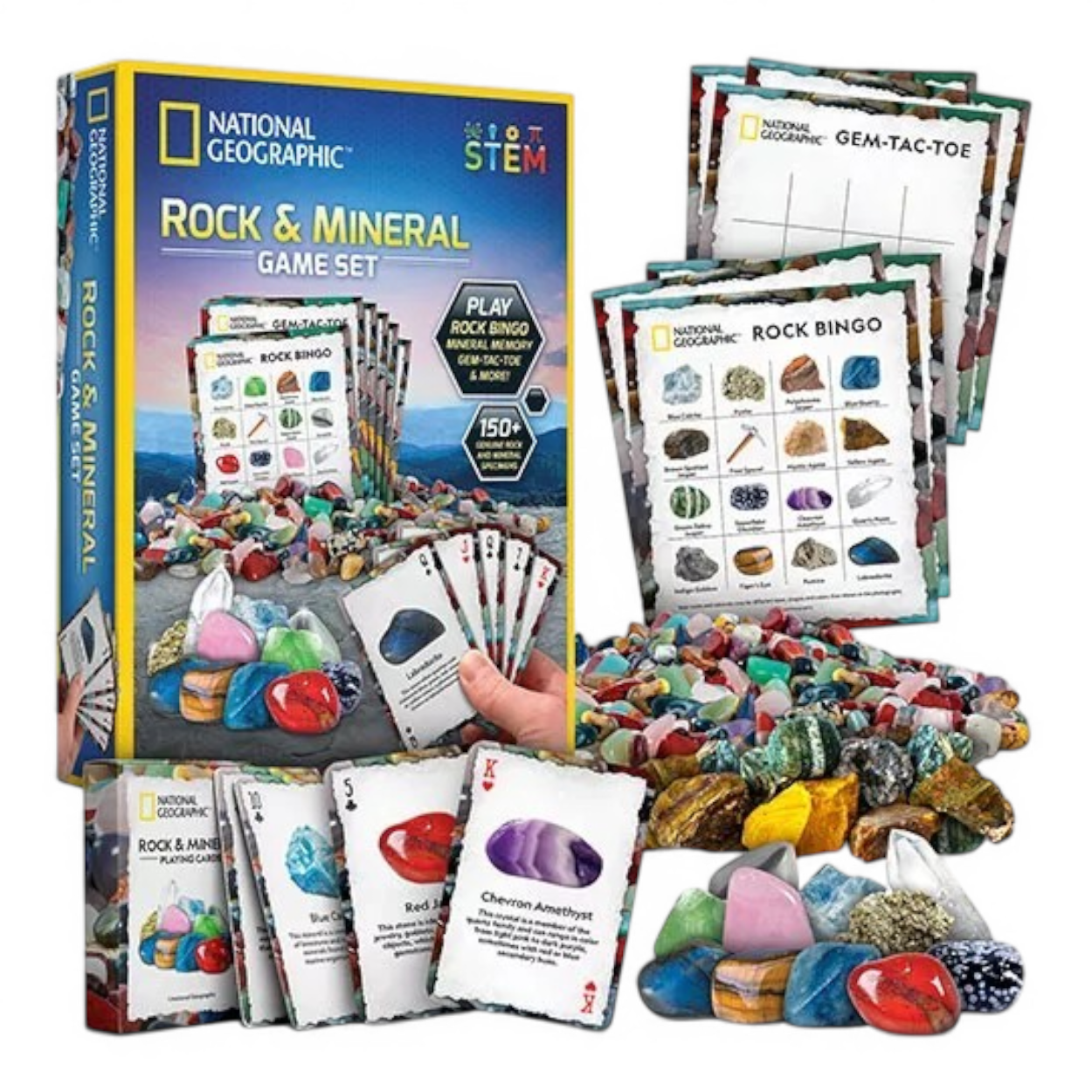 【礦石學習玩具】National Geographic Rock & Mineral Game Set 礦石遊戲套裝 STEM學習遊戲｜親子桌遊 岩石寶石收藏 8歲以上｜Vbuy