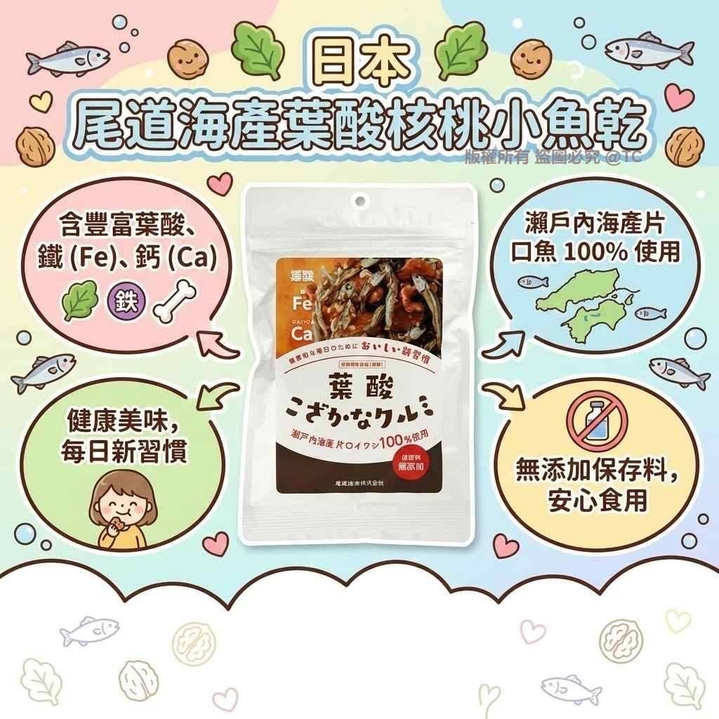 日本🇯🇵直送@限時預購🔛尾道海產葉酸核桃小魚乾 50g