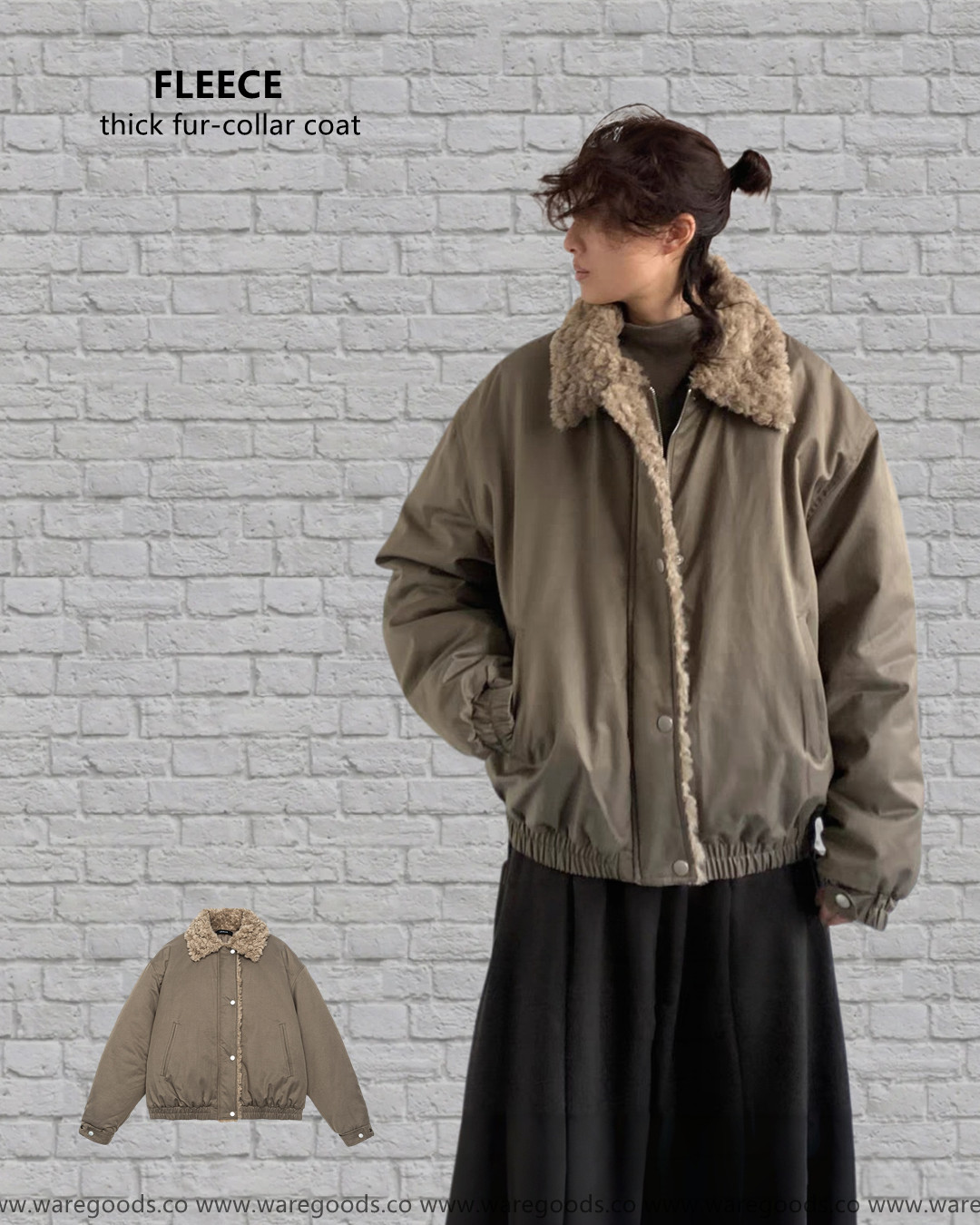 W039毛領菱格夾棉加厚外套