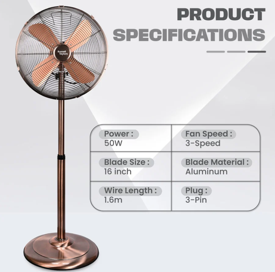 Russell Taylors 16-Inch 4-Blade Metal Stand Fan (SF4)