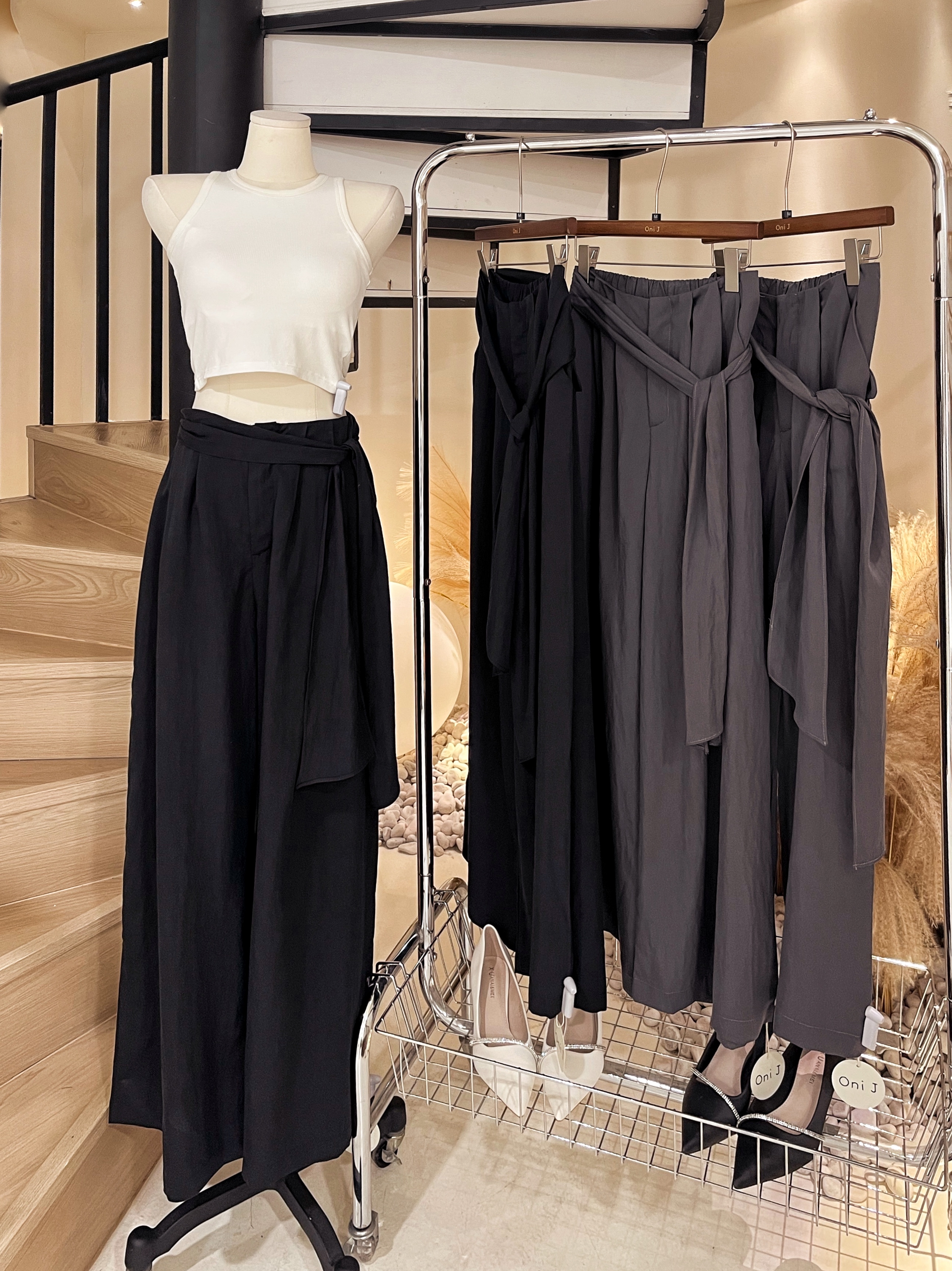 绑腰的韩版长裤