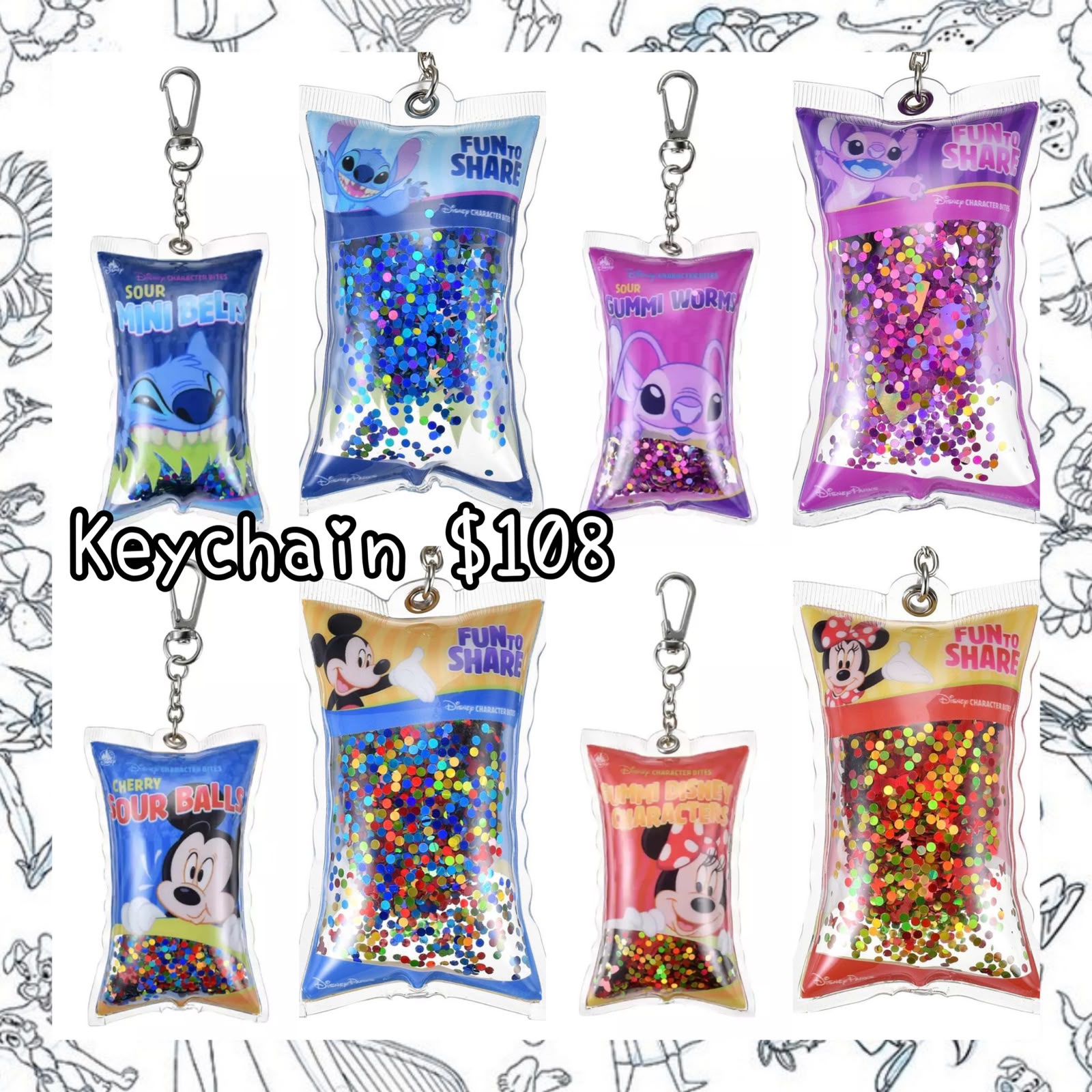 ：日本：DISNEY CHARACTER BITES KEYCHAIN