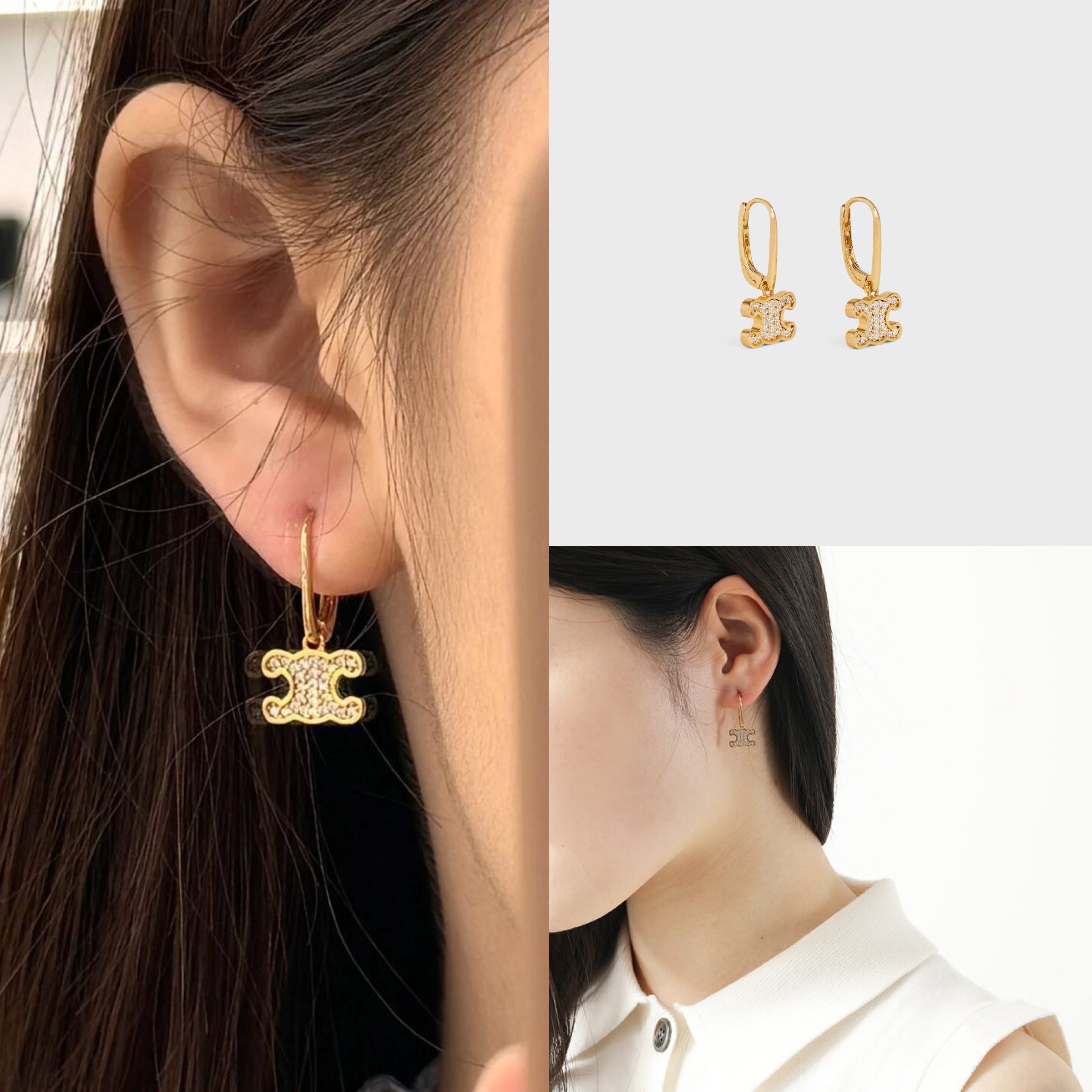 限時優惠😍訂貨📮Celine Triomphe 閃石吊款耳環