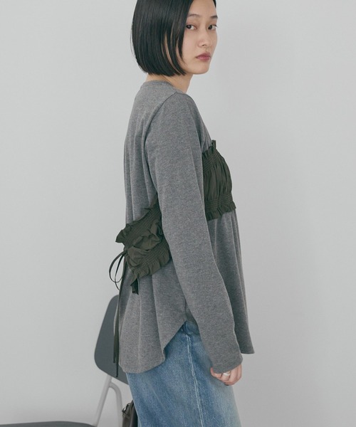 裹胸前設計感後綁帶上衣