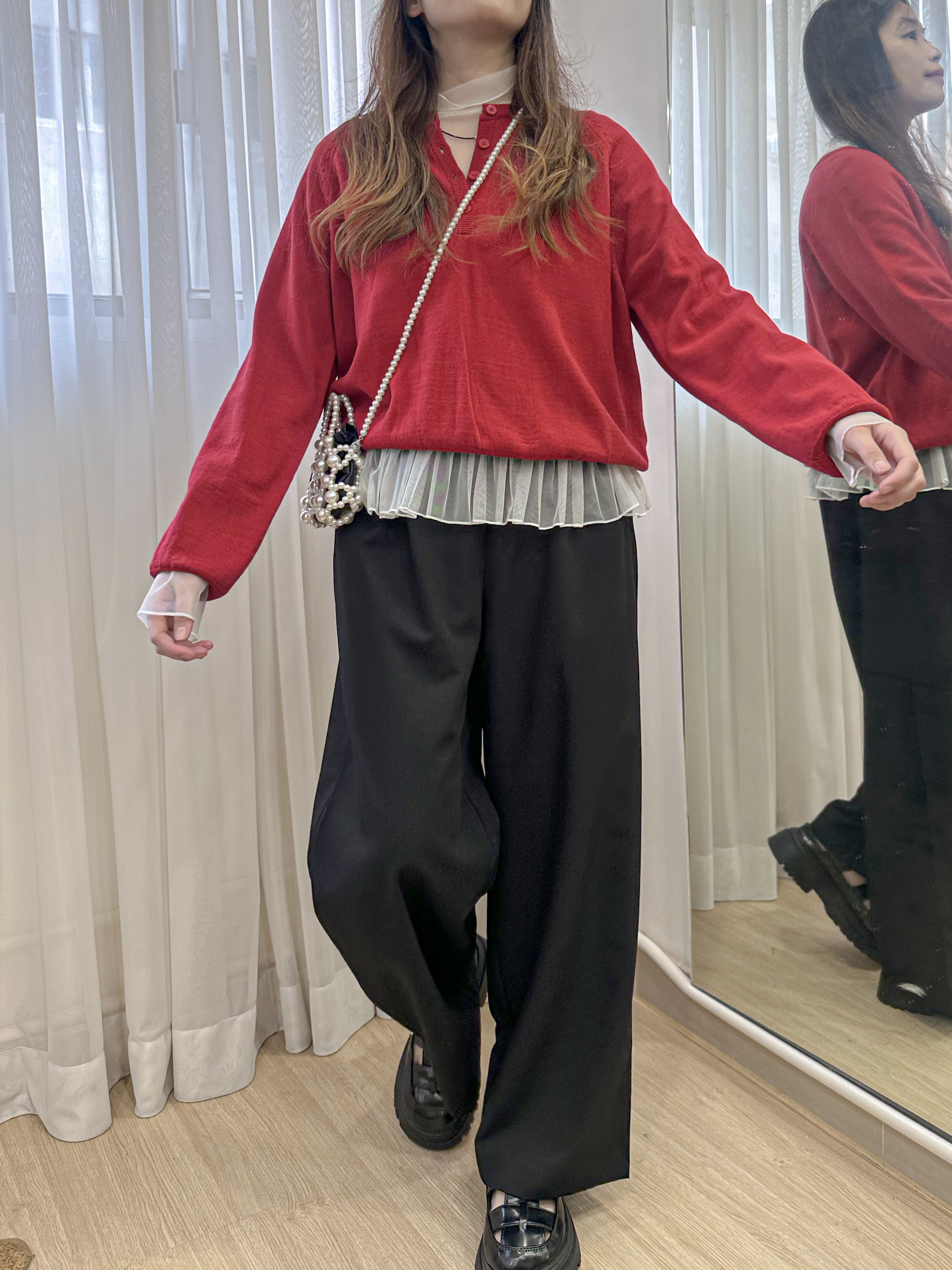 【WK推介】個性風高級感氣場～不規則百摺裹裙層疊西褲 PE0005 - 黑色 Black