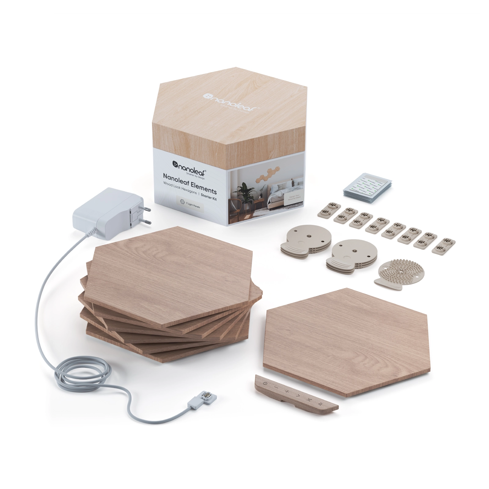[原裝香港行貨丨2年保養] Nanoleaf Elements Hexagon Starter Kit (7Pcs) 六角形智能照明燈板 (七塊裝) 入門套件 A-NL52-K-7002HB-7PK