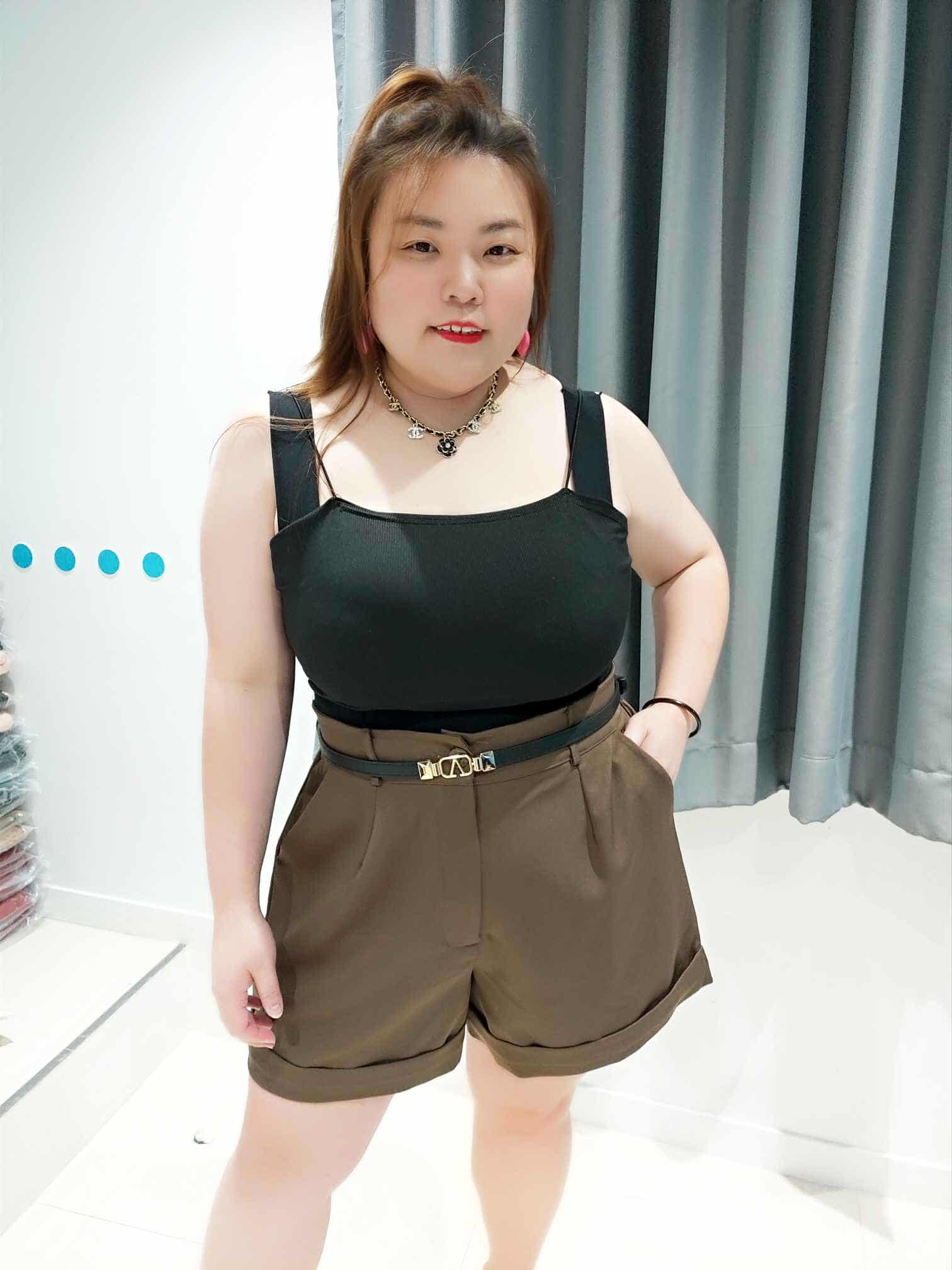 DOC05 褶裤脚简约设计款短裤（不包括腰带）