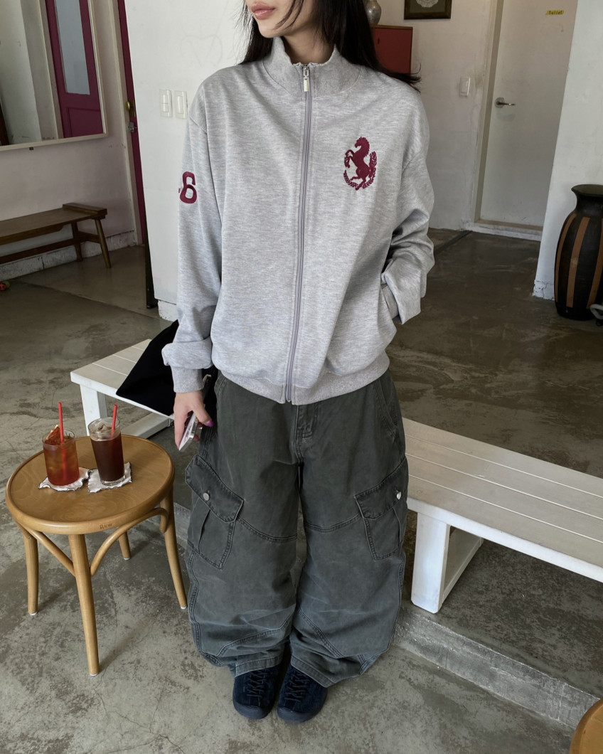 Graphic High-Neck Zip-Up