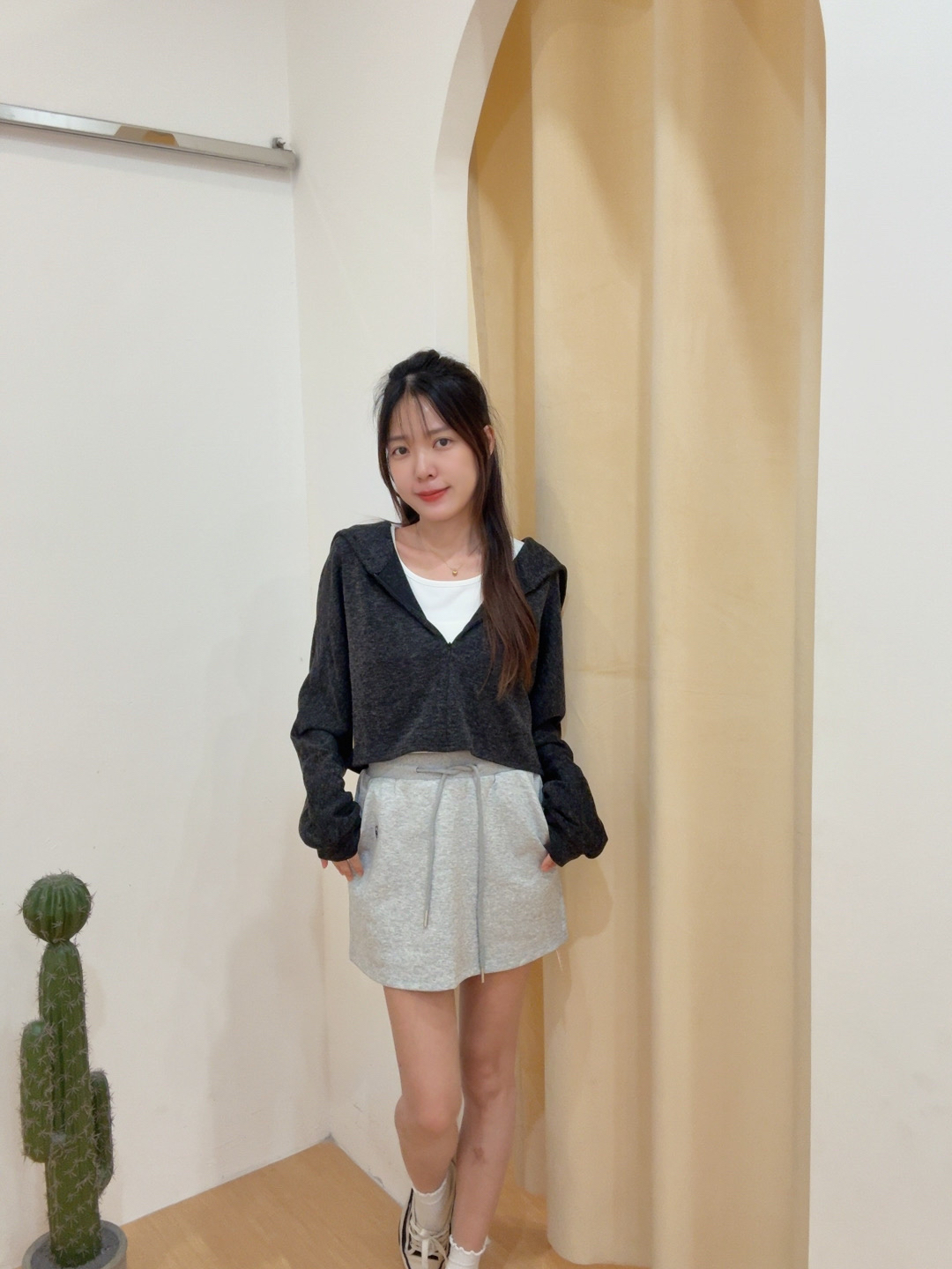 慵懒风海军领长袖上衣+无袖背心两件套 R2799