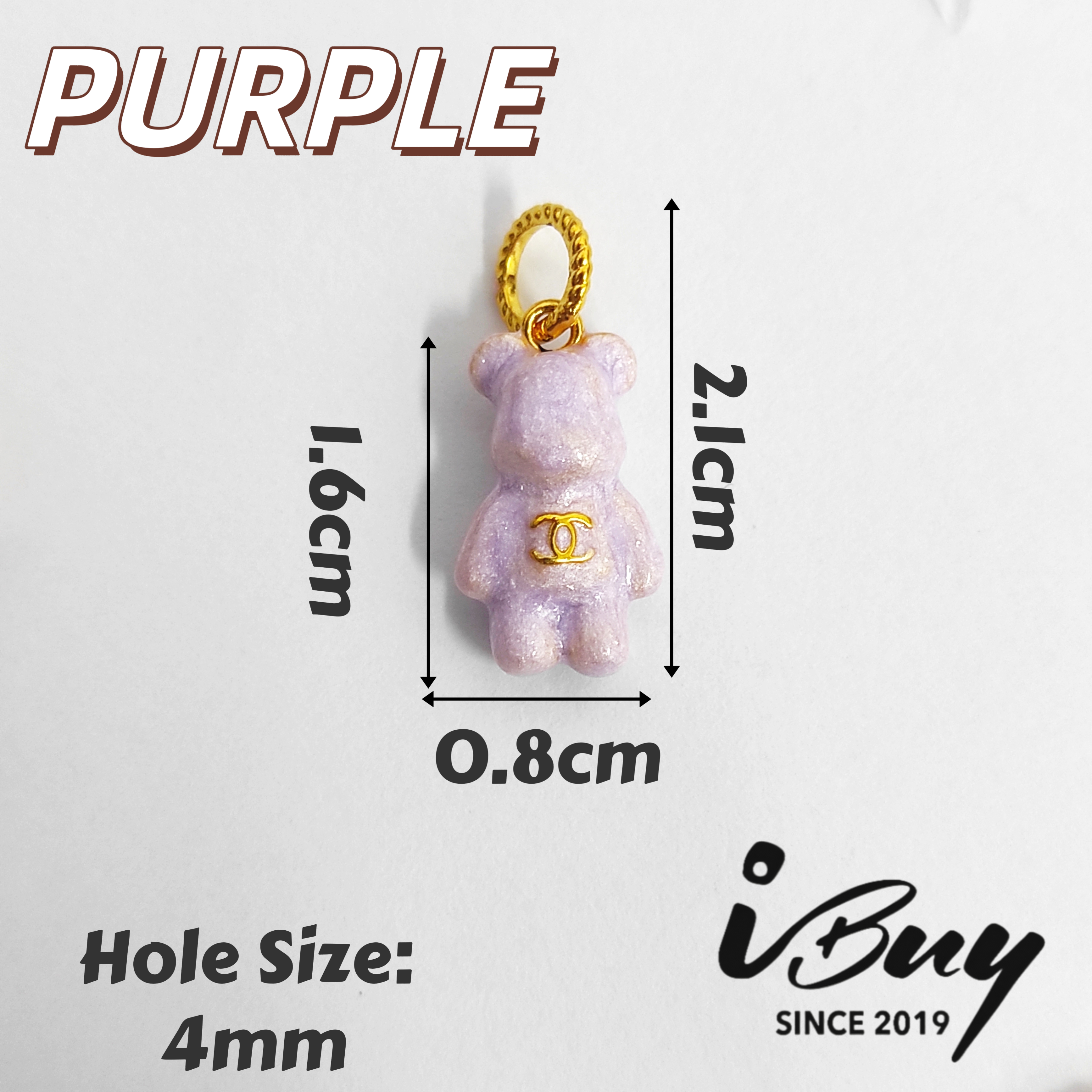 916 HARD GOLD C C BEAR CHARM BEAD 916硬金 双C熊串咀