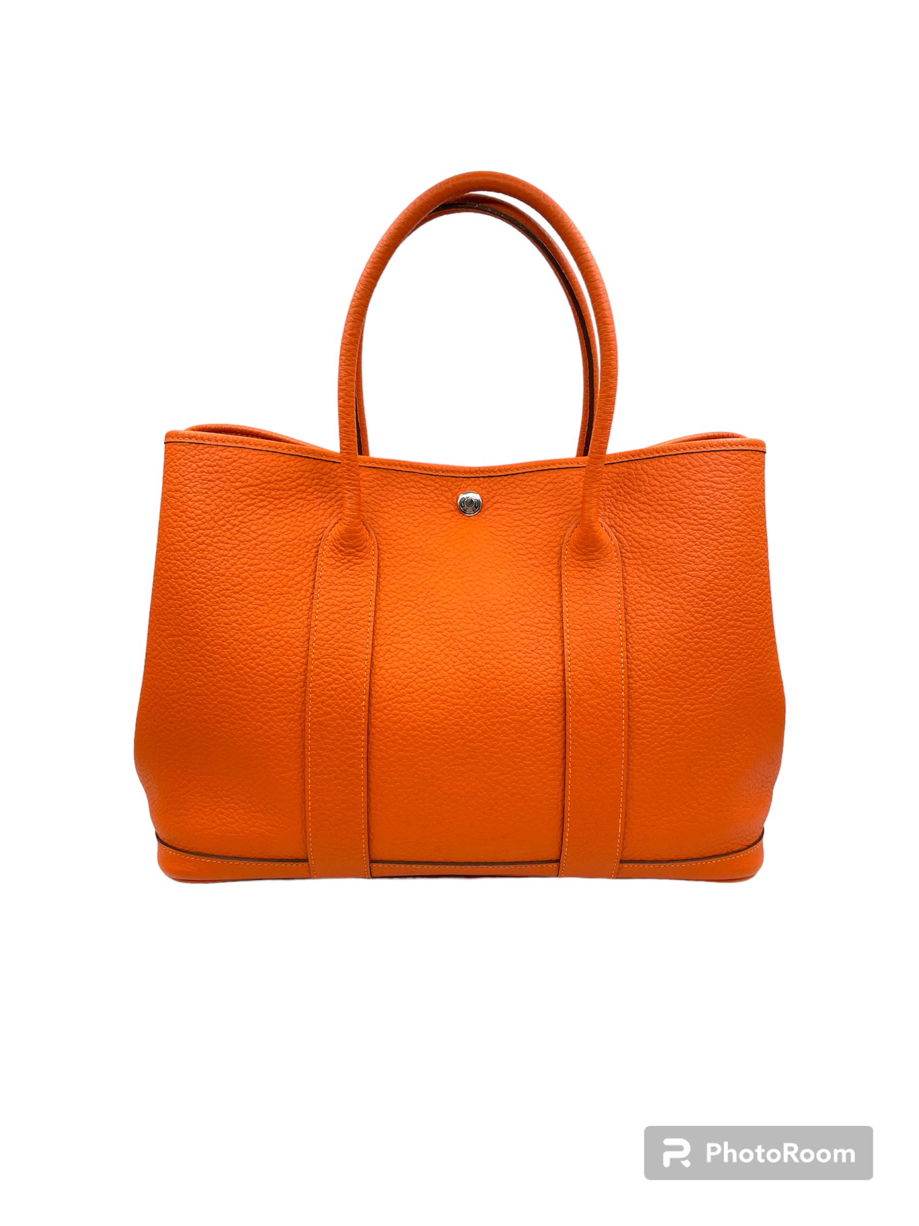 Pre-owned Hermes Garden party 36 Orange Calfskin/stamp R