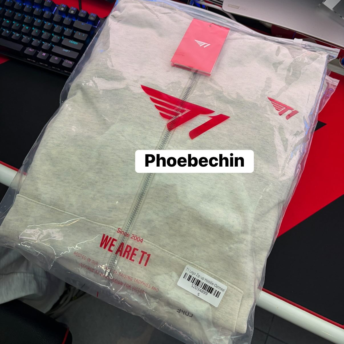 [韓國現貨][T1] T1 Logo Zip-Up Hoodie - Oatmeal