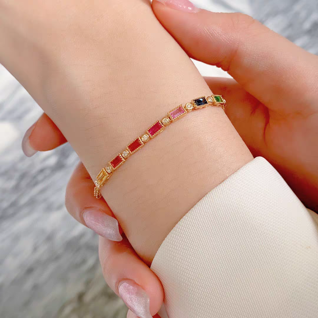 18K Fancy-color Sapphires Diamond Bracelet 