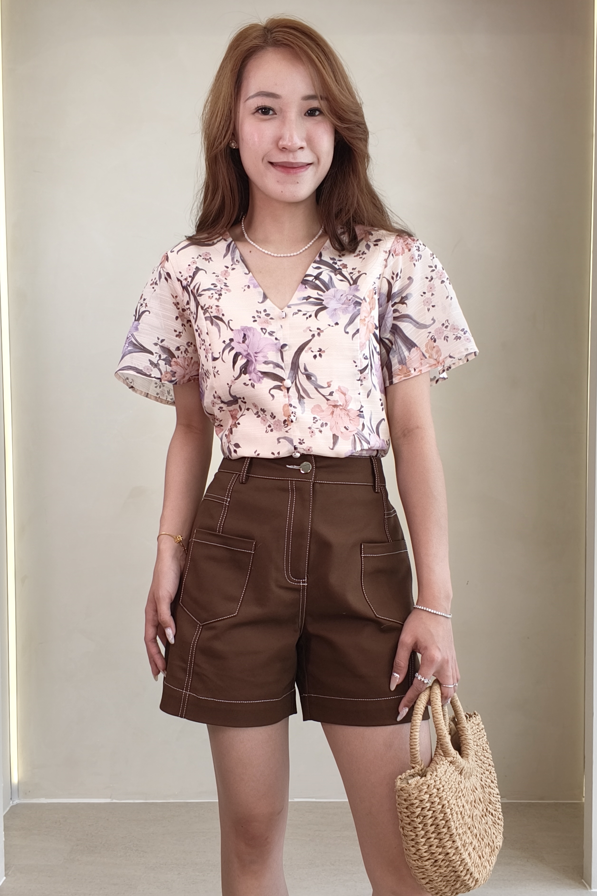 63050 Blooming Elegance Floral V-Neck Blouse
