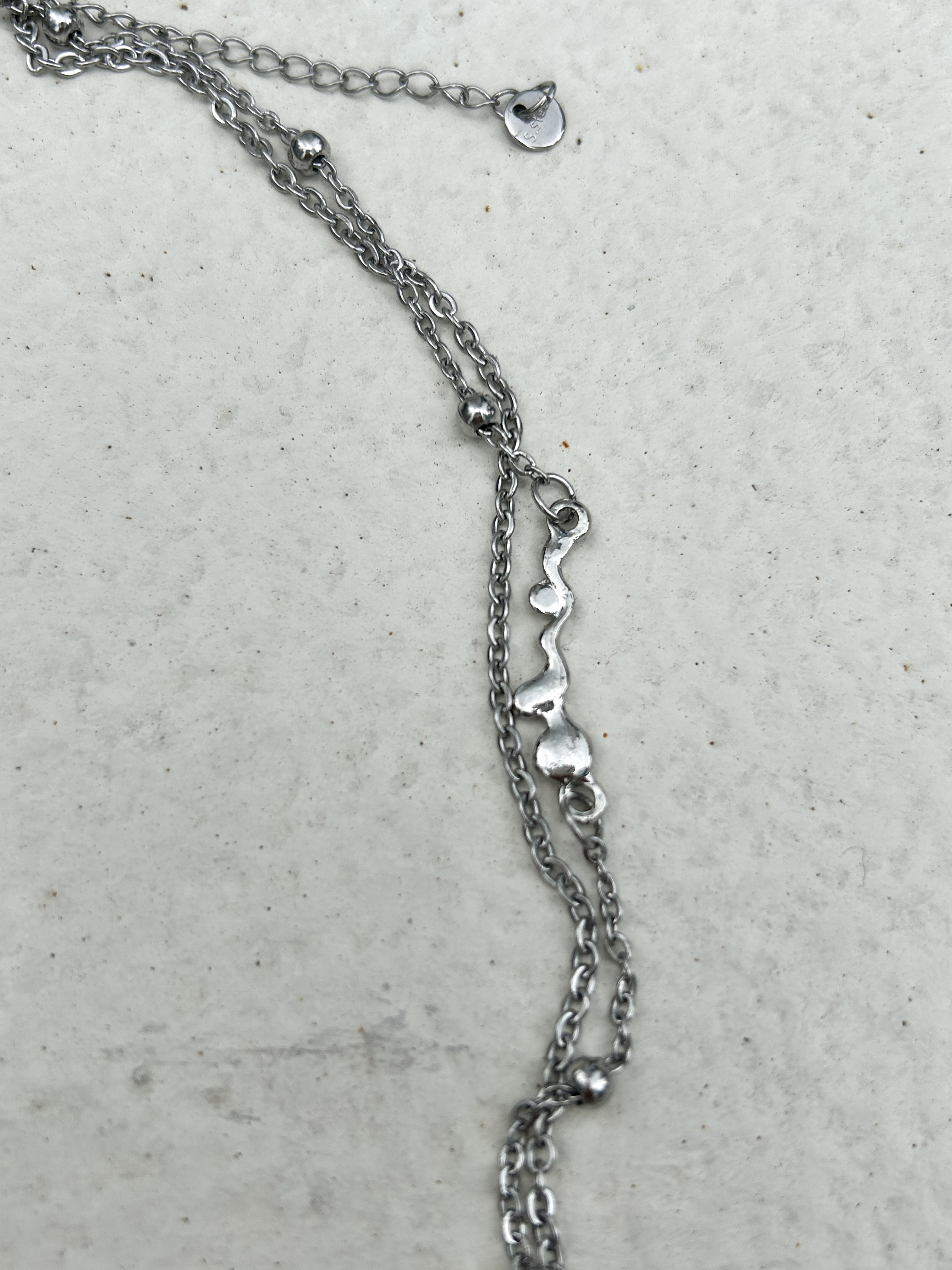 Silver circle rhinestone stainless necklace