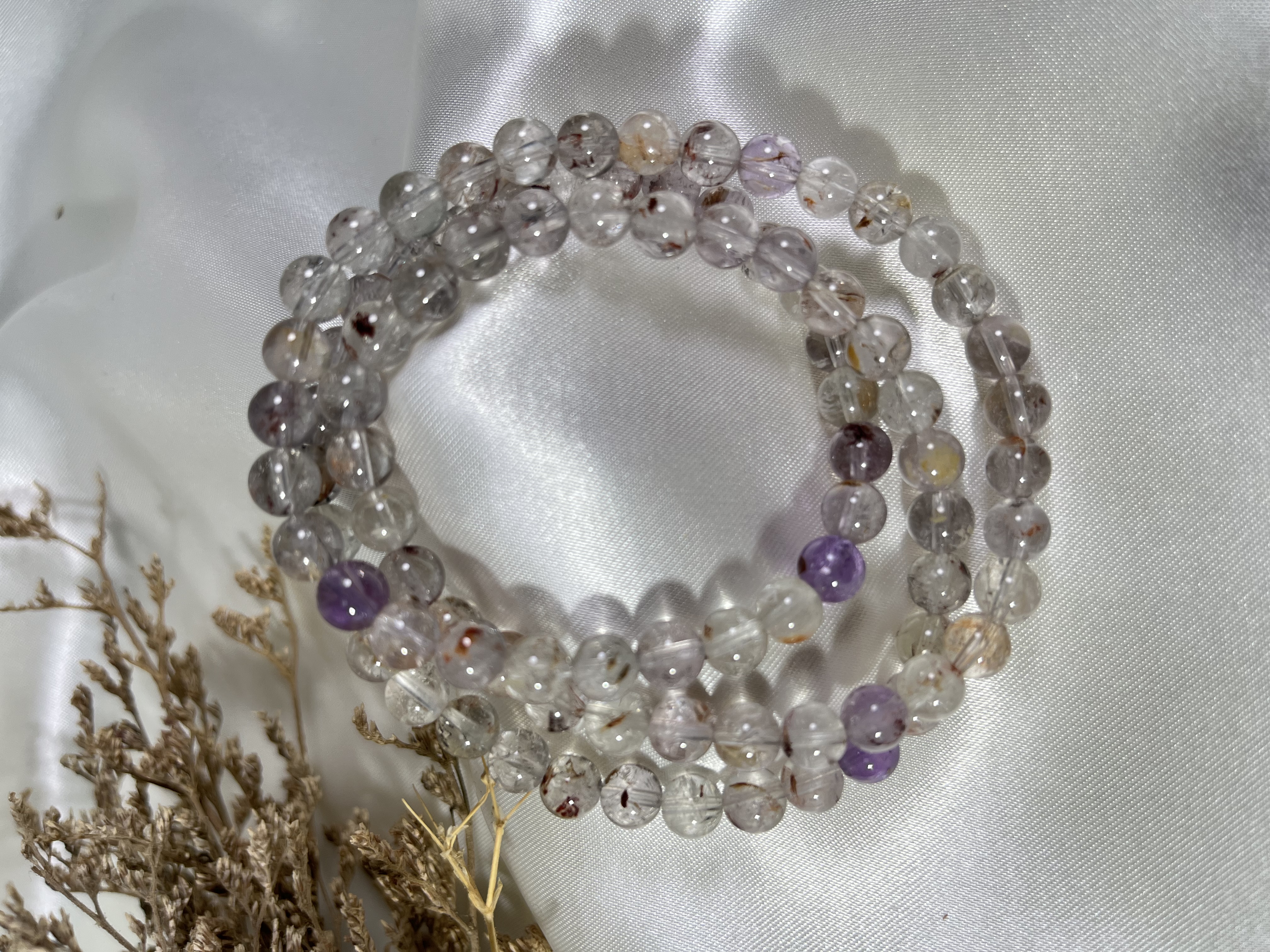 紫骸骨三圈（閃靈鑽與極光共生石）6mm+