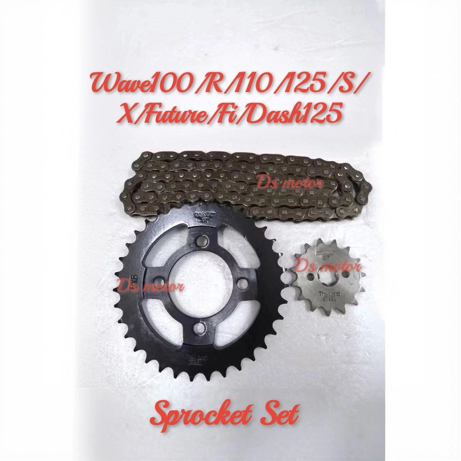 Sprocket Set / Chain Set Wave100,R, 110, 125,S,X, Future , Fi , Dash125 Fi