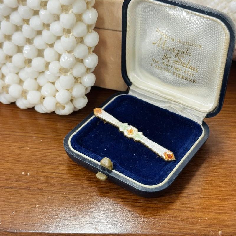 Vintage 1950s Guilloché Enamel Bar Brooch (MT2265)