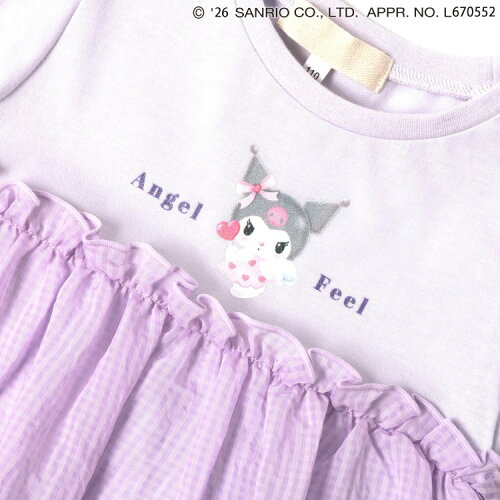 🆕【⭐訂購⭐】🇯🇵日本直送🌀#Kuromi / #Melody 層疊褶皺 前後天使印花圖案 接觸涼感 喇叭袖長身上衣🌀 [ELFA-0049][260705]