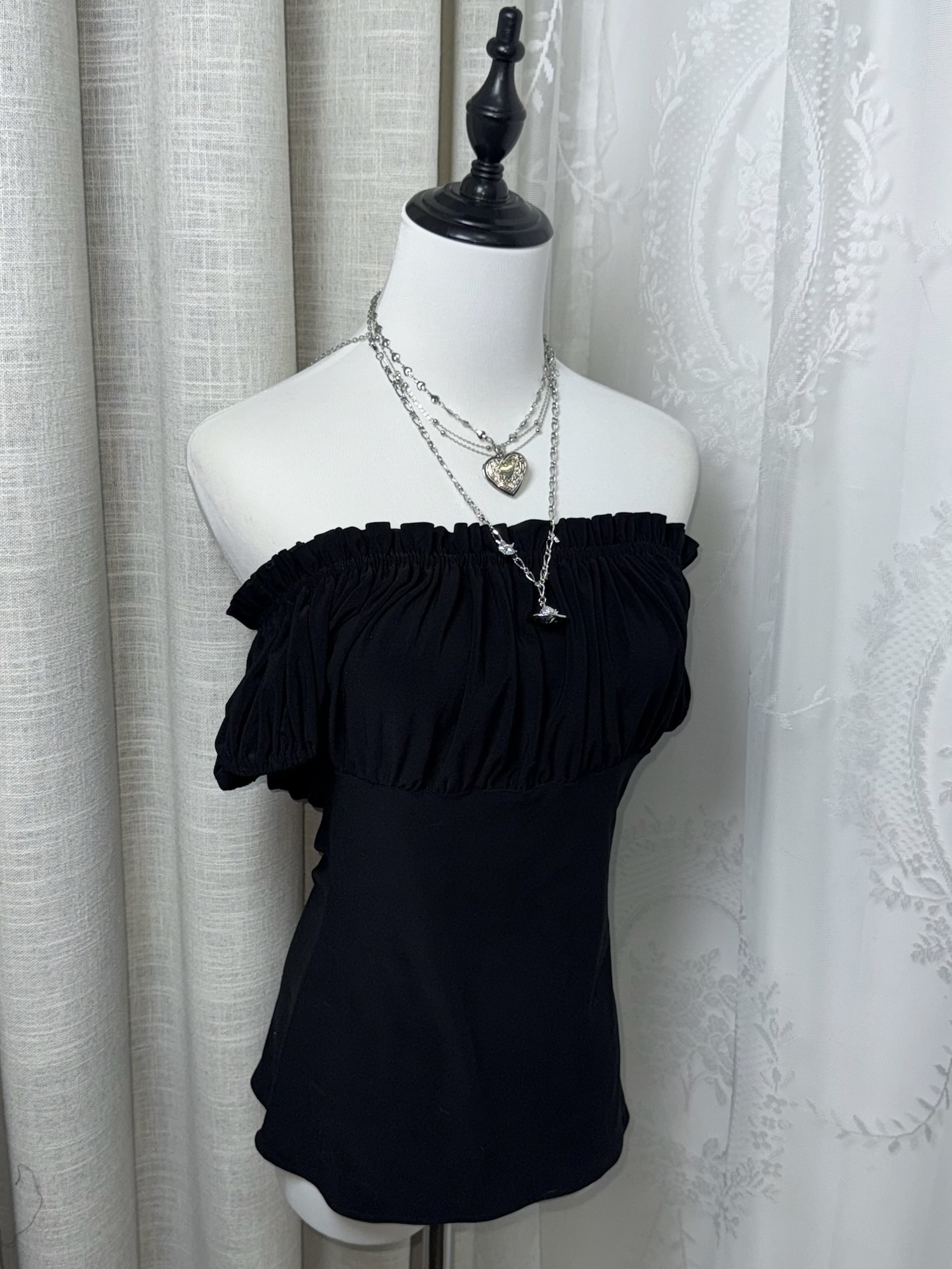 Off-The-Shoulder Ruched Frill Top