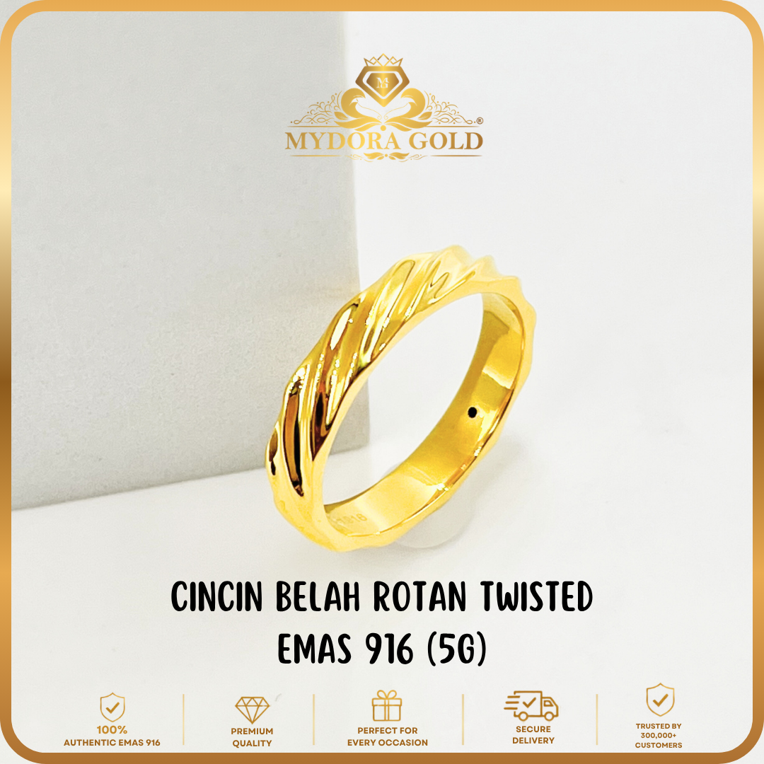 MYDORA Cincin Belah Rotan Twisted (5G) l EMAS 916/22K