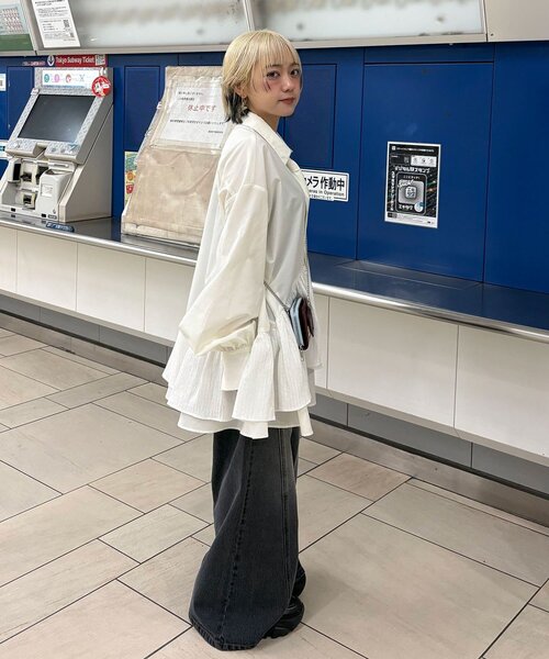 多層束腰襯衫裙【JT041】