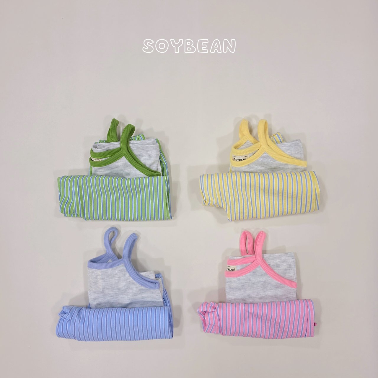 Soybean | stripe Pants set(Pink/Blue/Green/Yellow L(100-110)