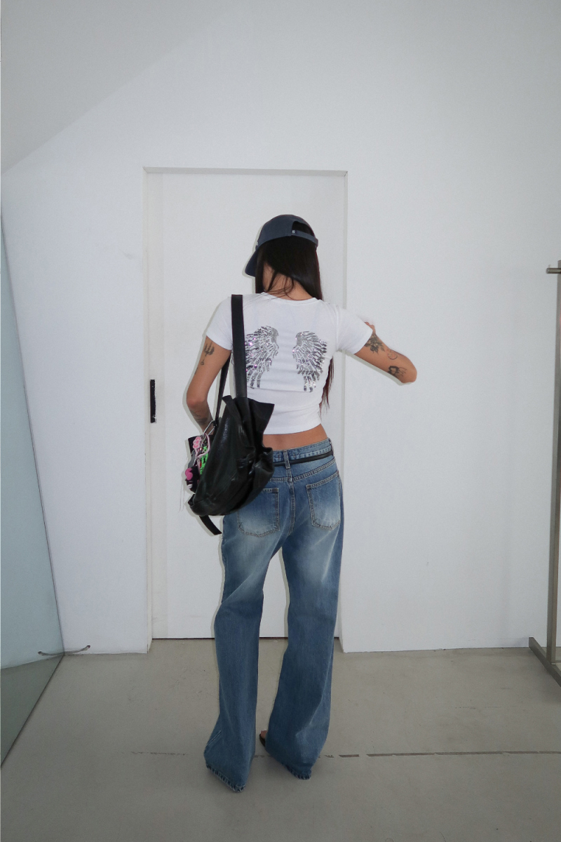 Back Angel Wing Sequin Top